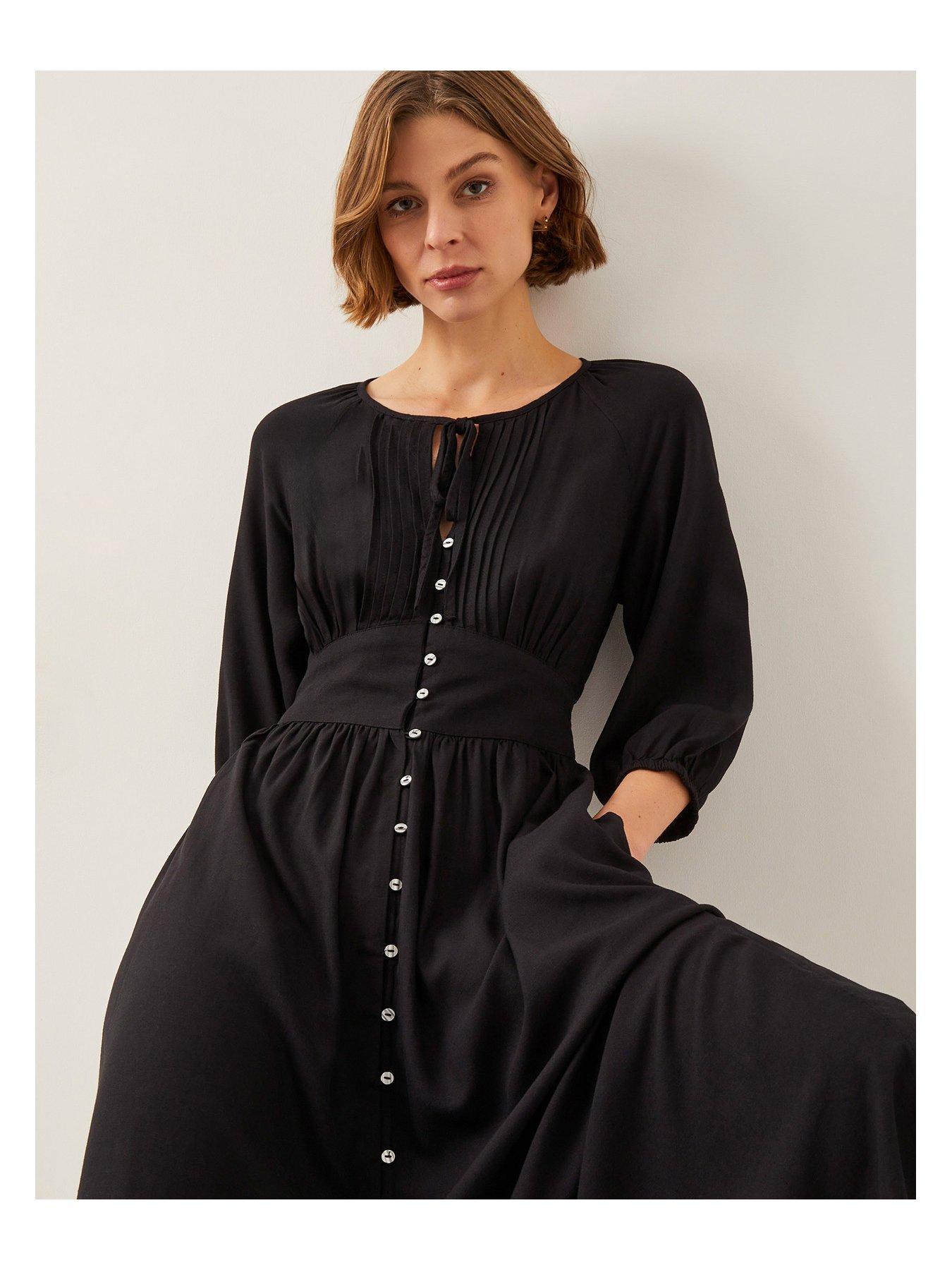 Image 3 of 4 of Monsoon Polly Linen Dress - Black