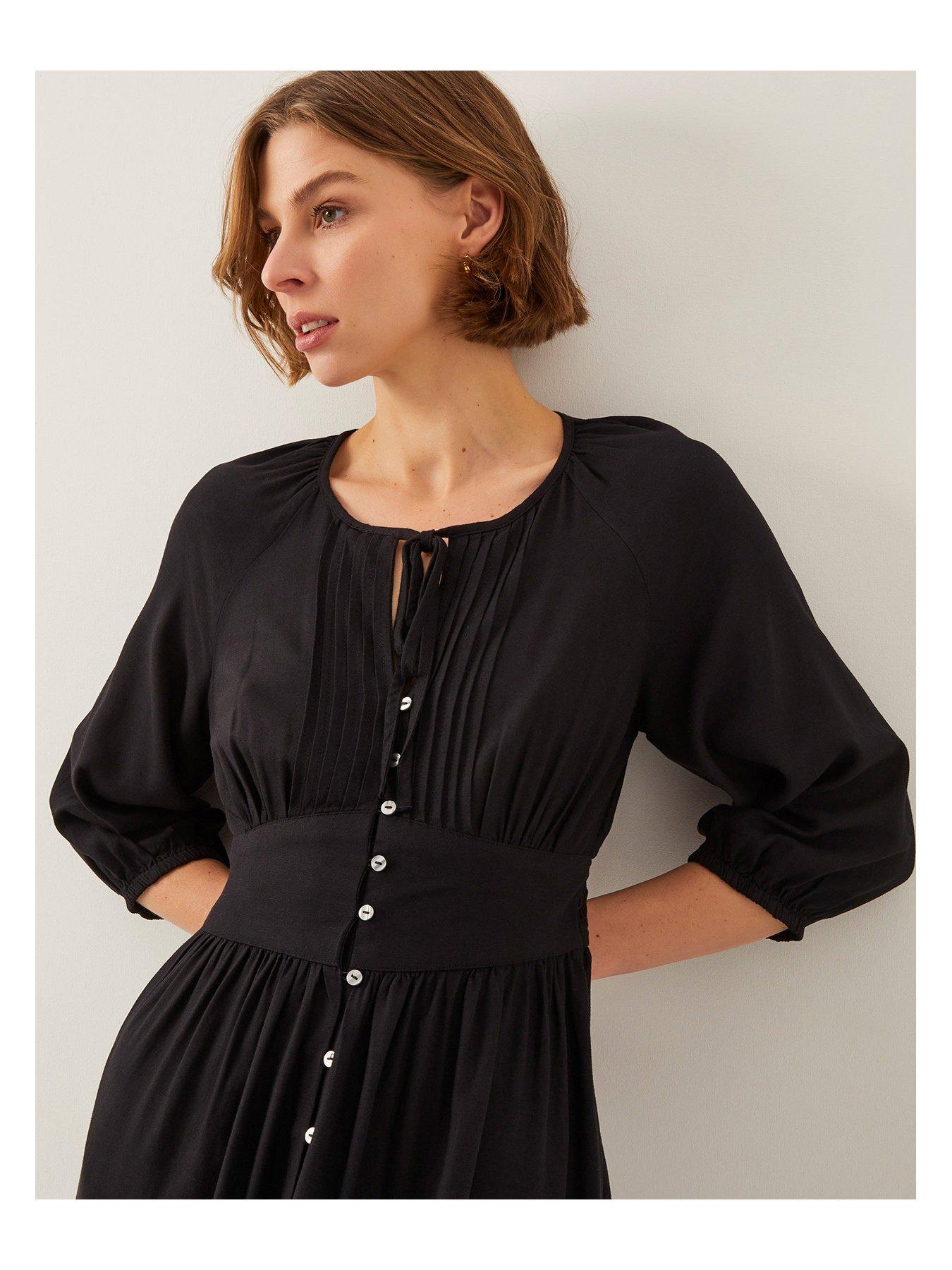 Image 4 of 4 of Monsoon Polly Linen Dress - Black