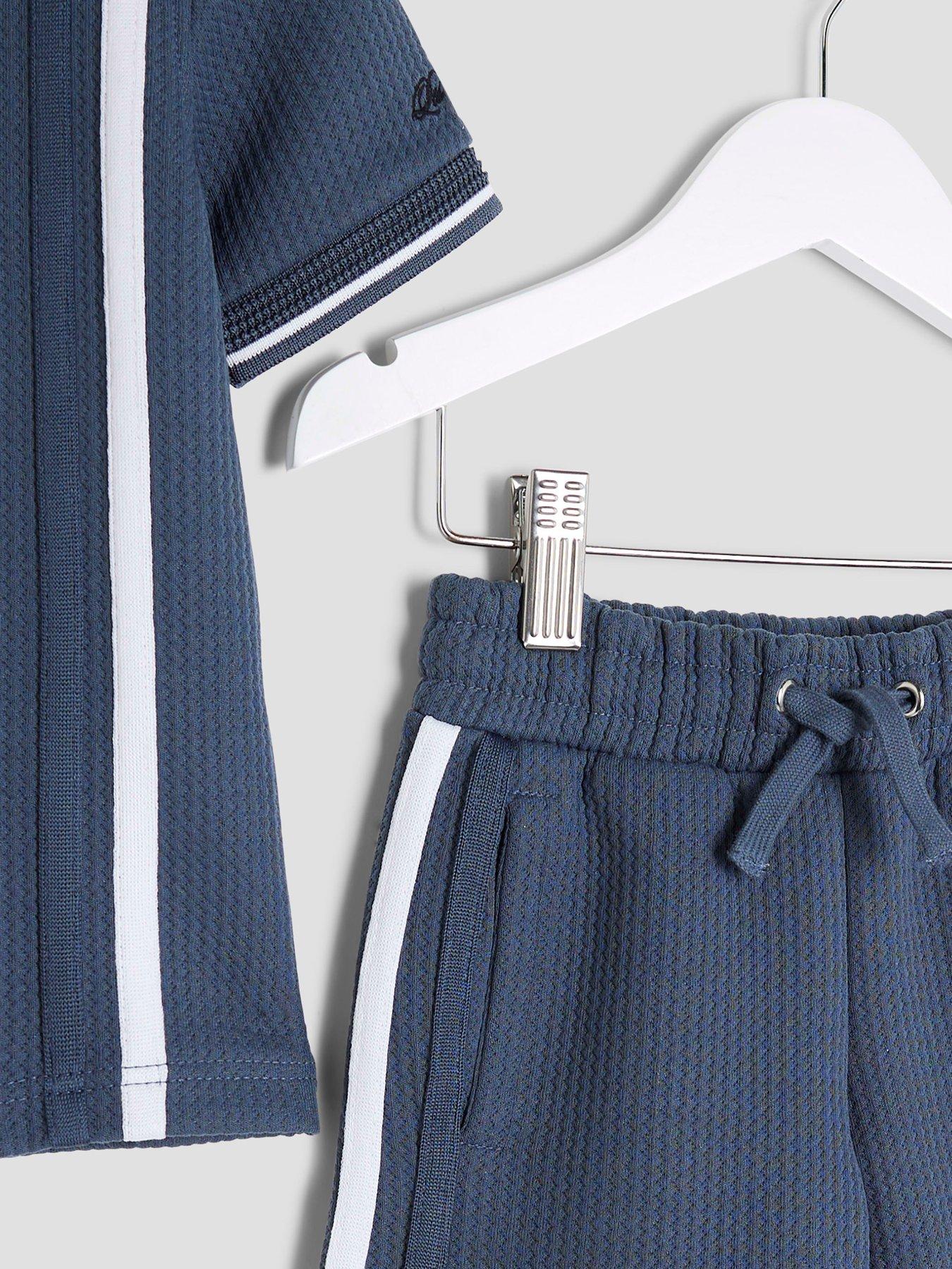river-island-mini-boys-textured-stripe-polo-set-bluedetail