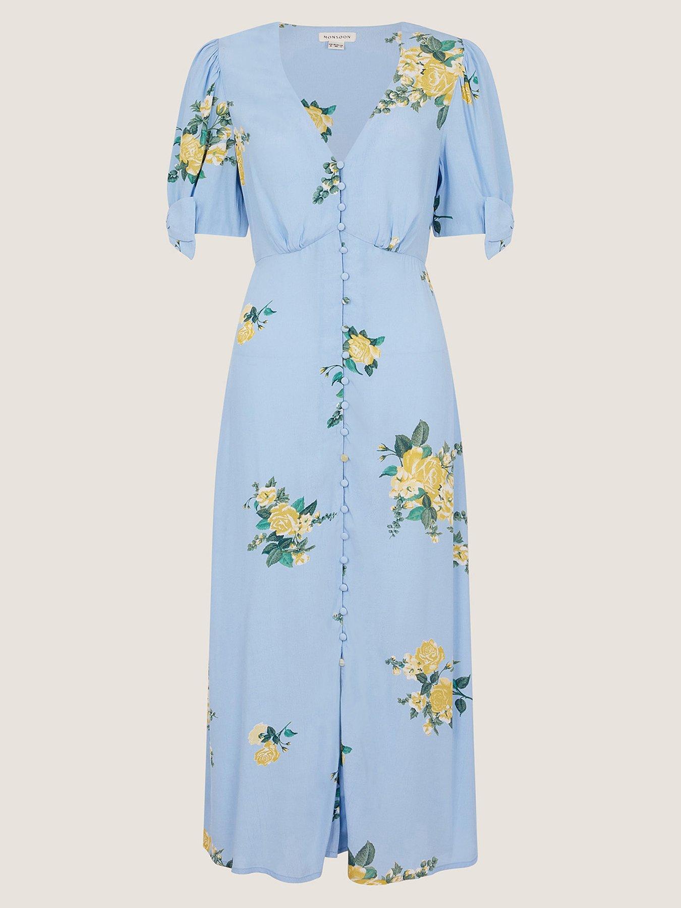 Image 3 of 5 of Monsoon Sorcha Floral Dress - Blue