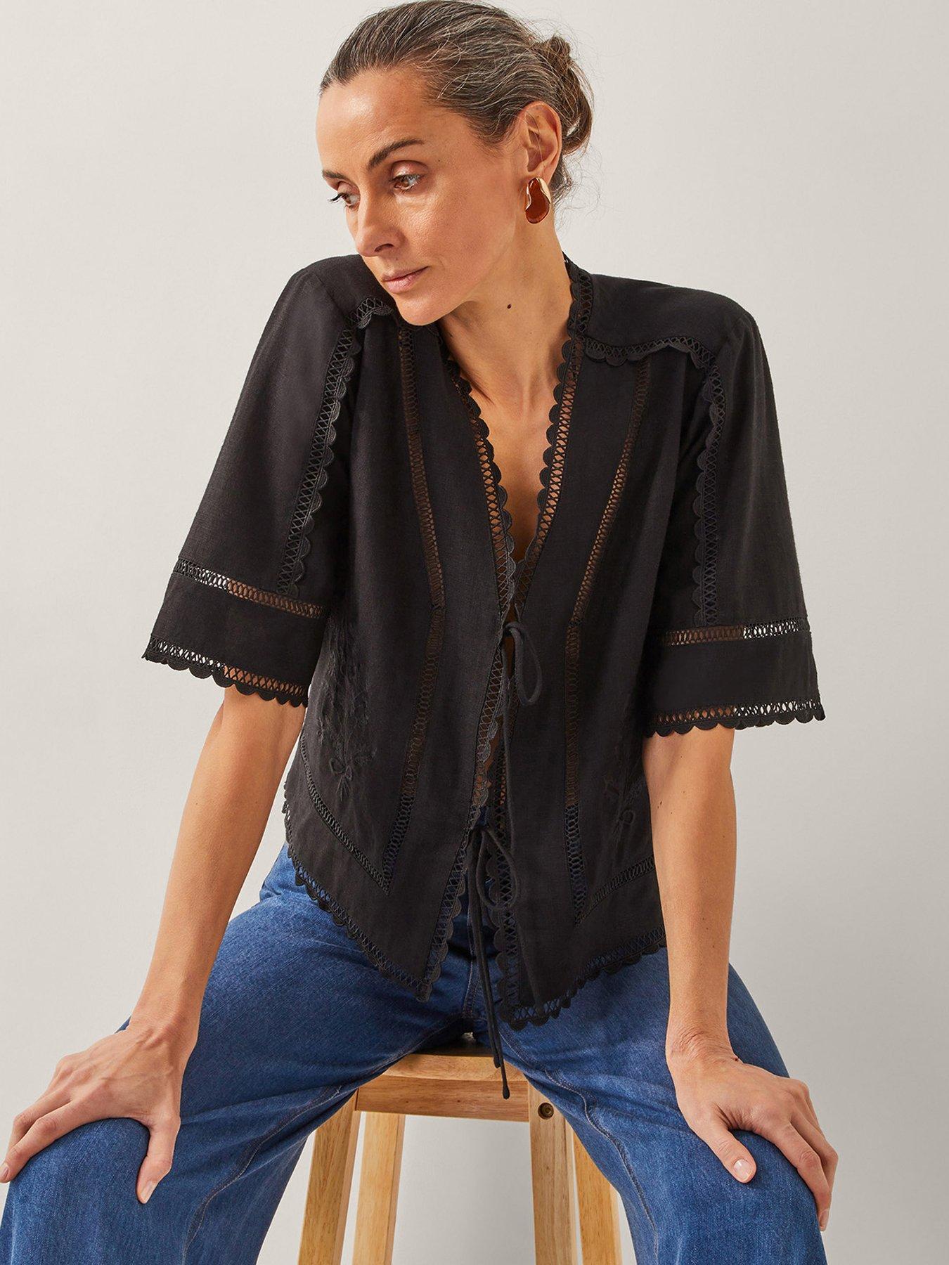 Image 1 of 5 of Monsoon Hayley Tie Top - Black