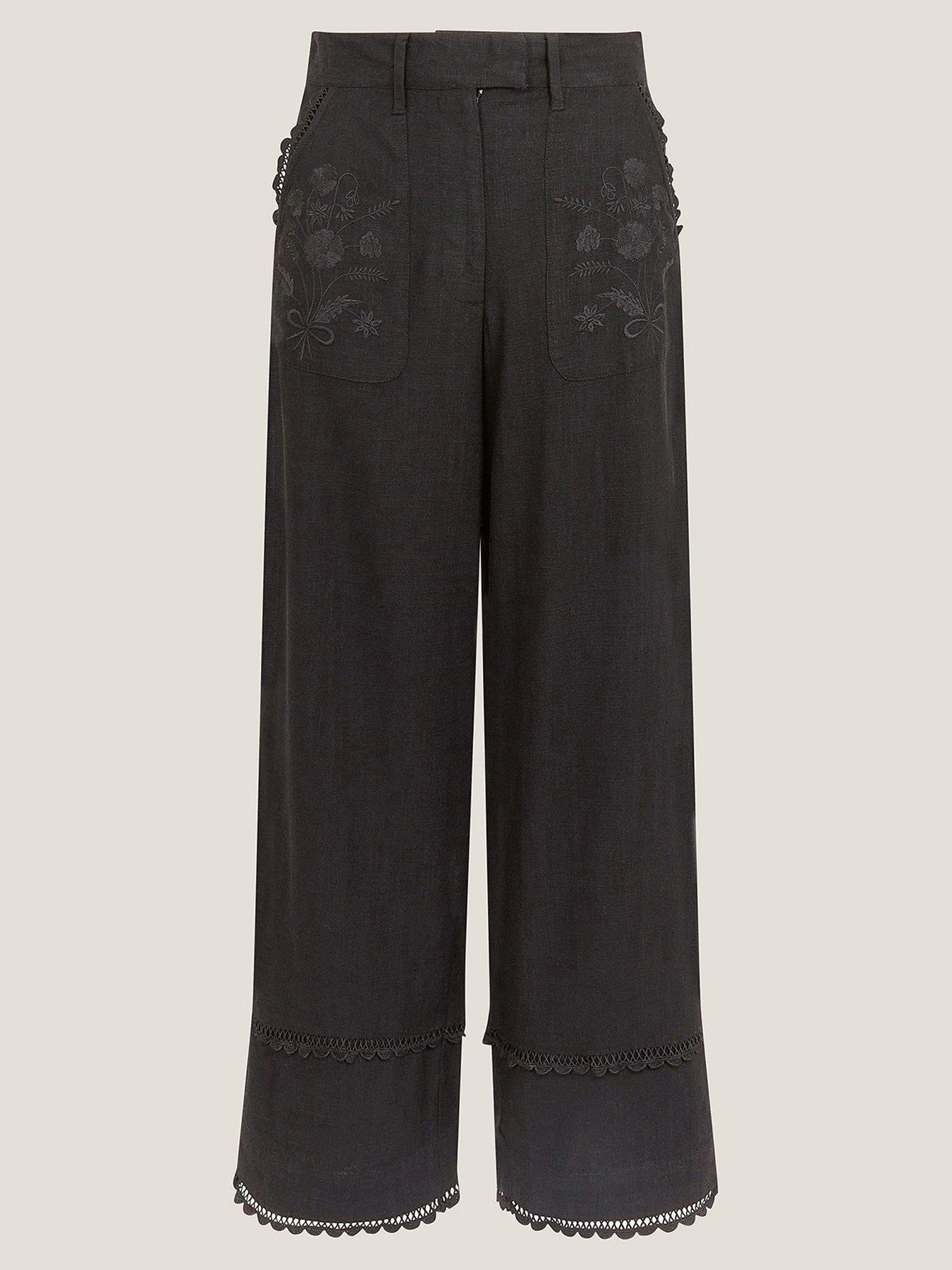 Image 3 of 6 of Monsoon Hayley Embellished Trousers - Black