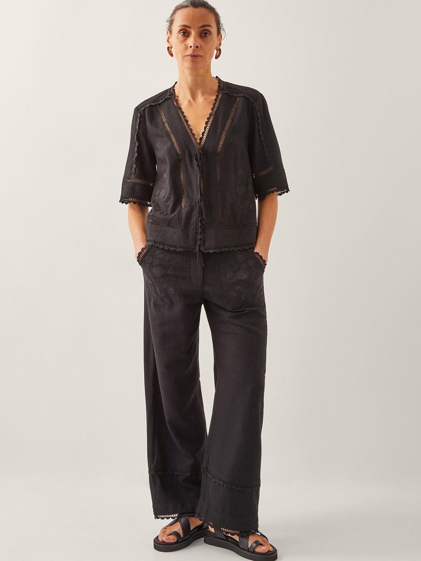 Image 6 of 6 of Monsoon Hayley Embellished Trousers - Black