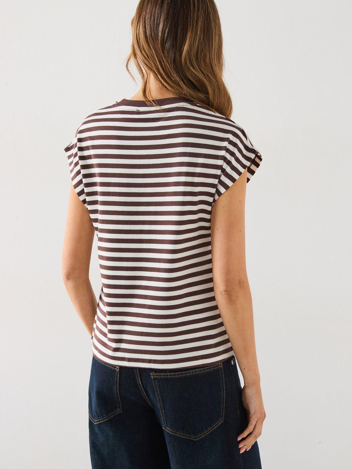 Image 5 of 6 of Mango Striped Short Sleeved T-Shirt - Brown