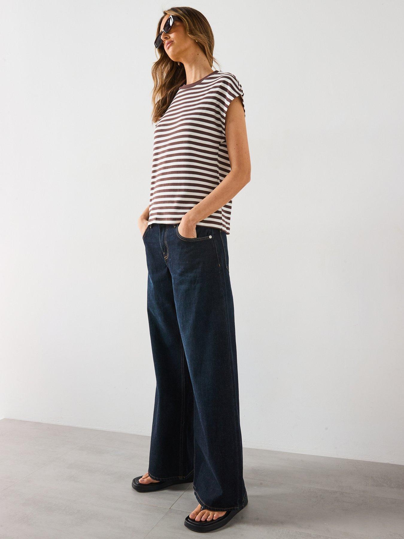 Image 6 of 6 of Mango Striped Short Sleeved T-Shirt - Brown