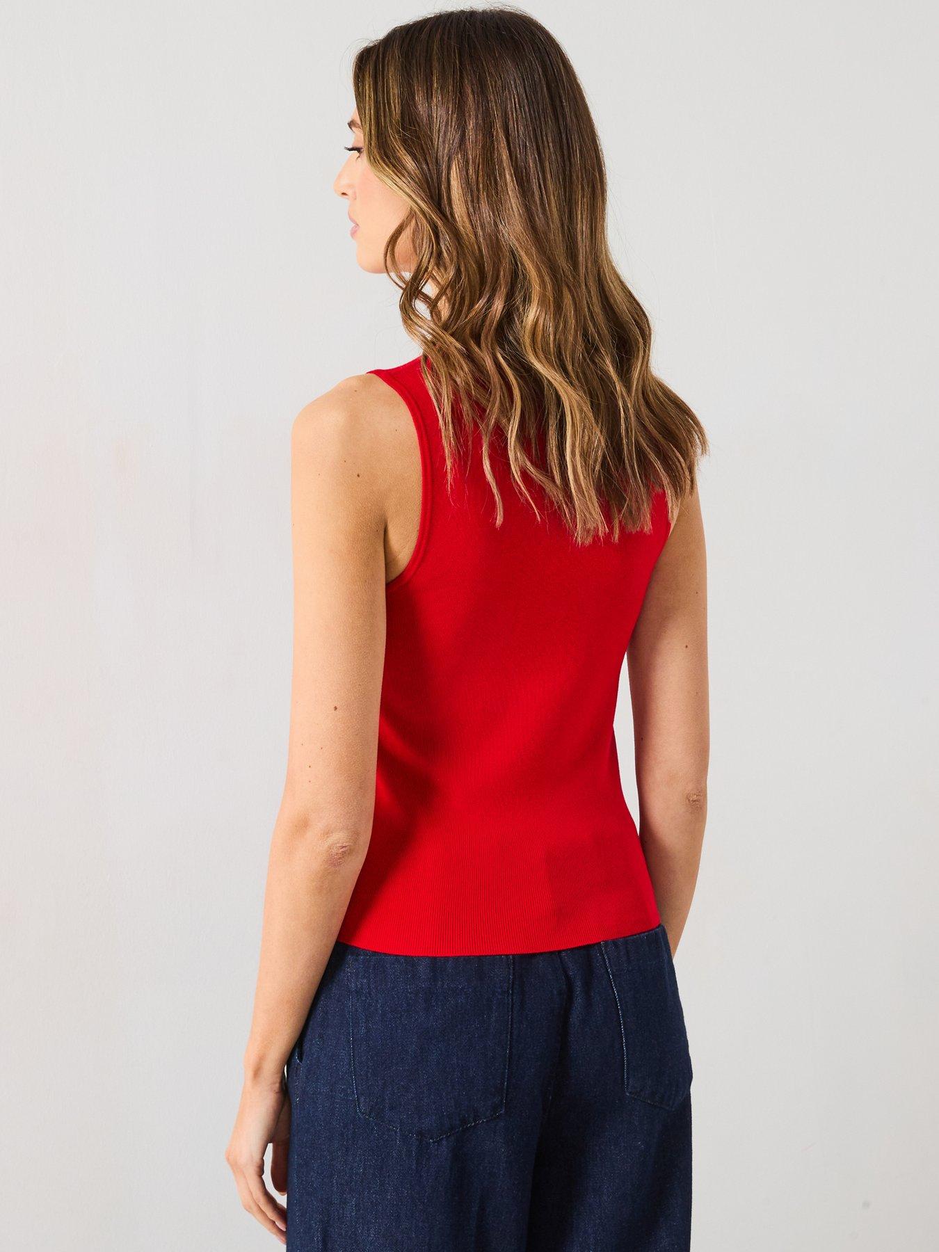 mango-sleeveless-fitted-knitted-tank-top-redstillFront