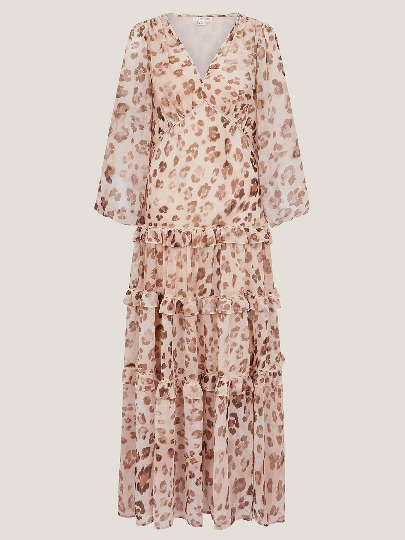 Image 3 of 5 of Monsoon Leona Leopard Print Dress - Brown