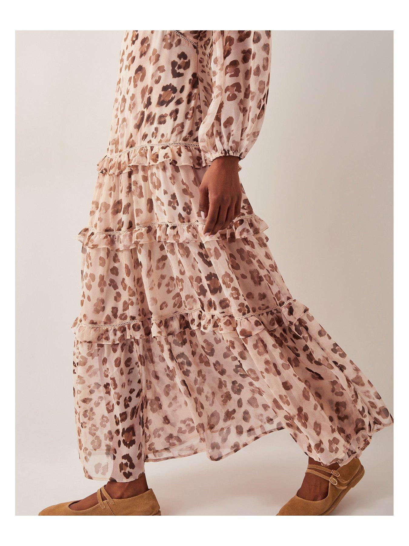 Image 4 of 5 of Monsoon Leona Leopard Print Dress - Brown