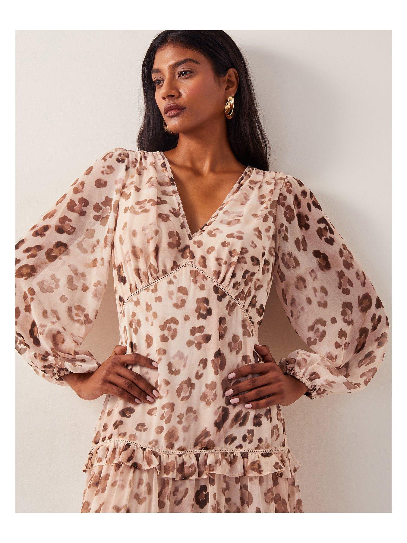 Image 5 of 5 of Monsoon Leona Leopard Print Dress - Brown