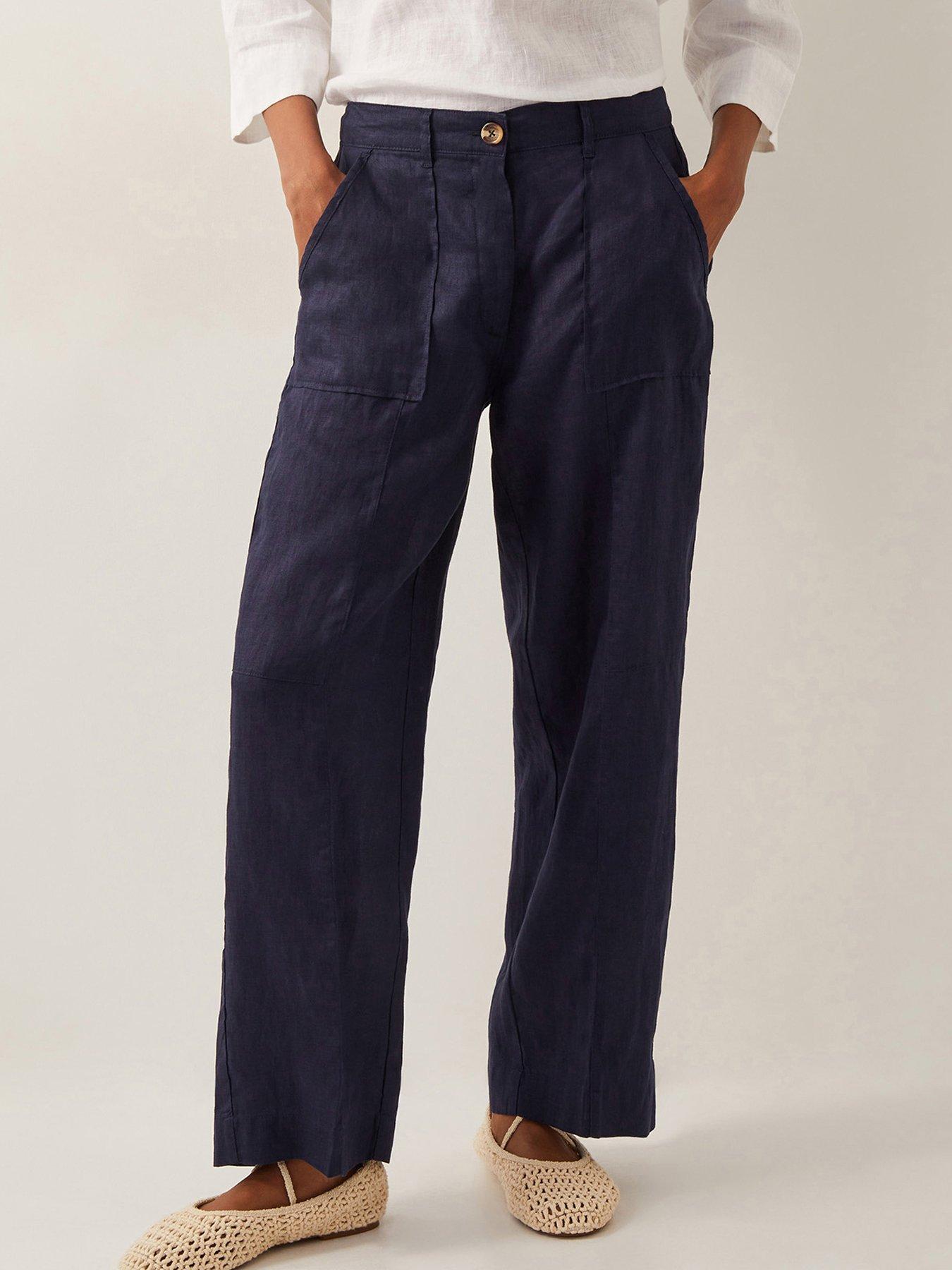 Image 1 of 4 of Monsoon Jolie Linen Shirt - Navy