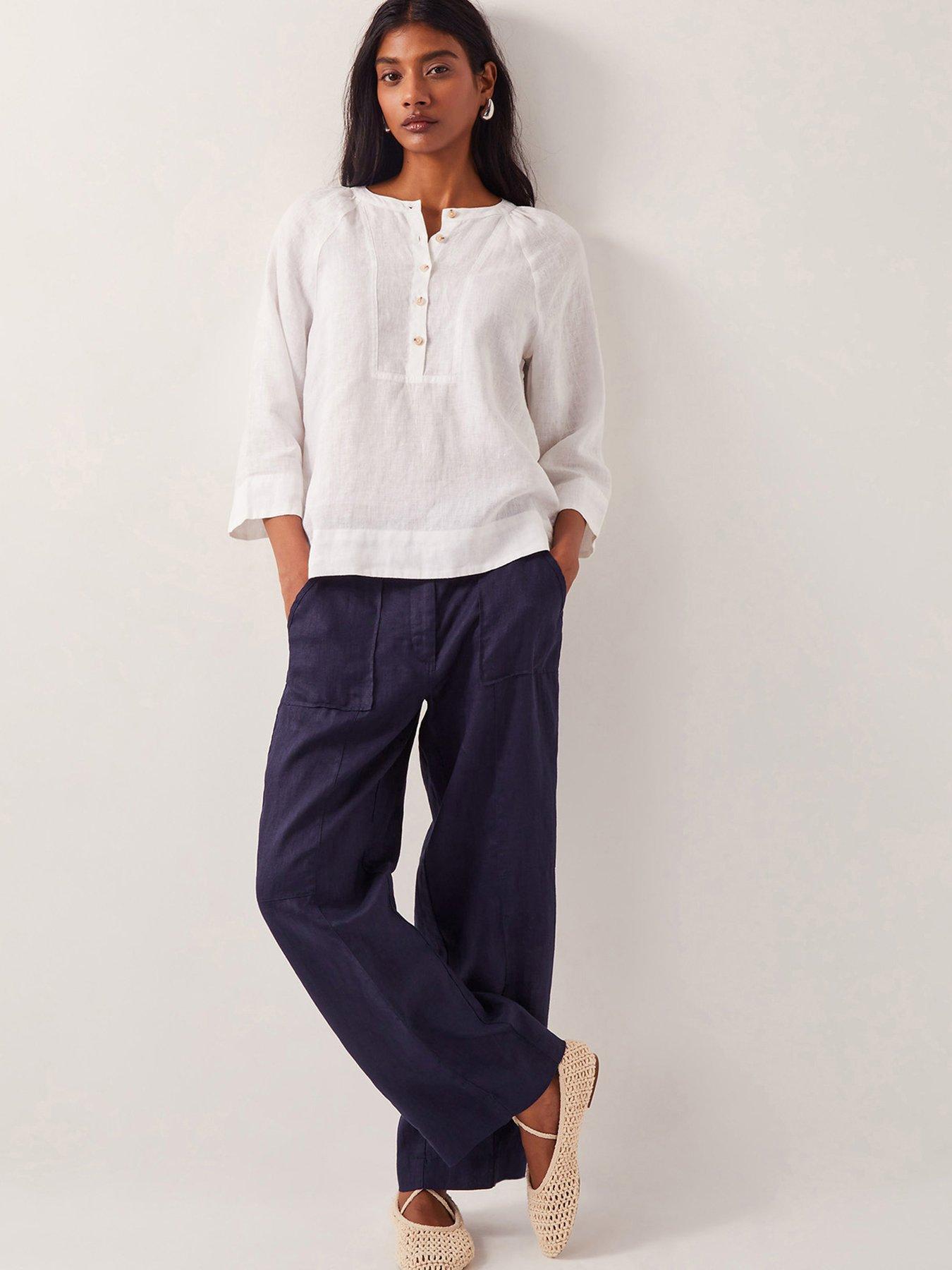 Image 3 of 4 of Monsoon Jolie Linen Shirt - Navy
