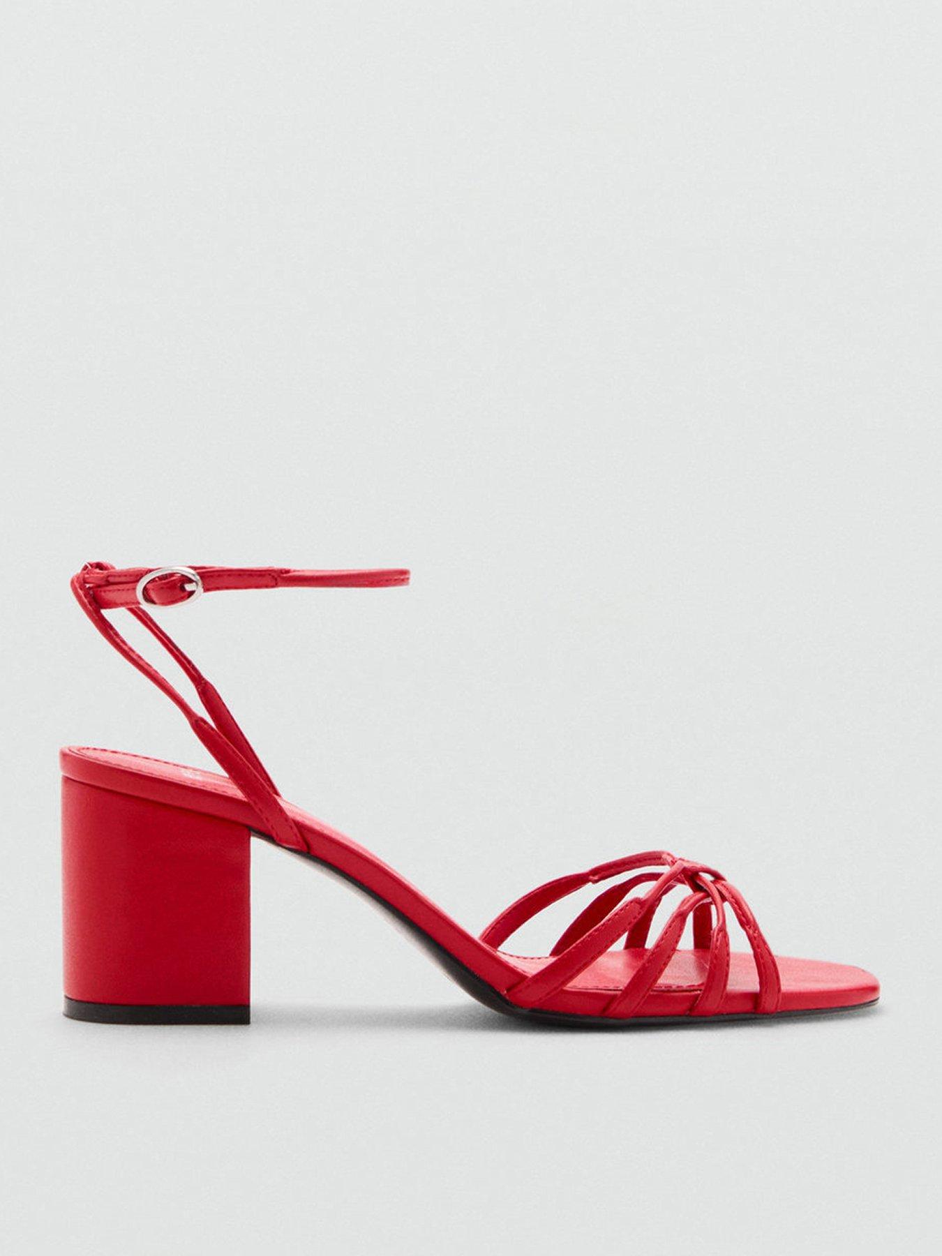 Mango Strappy Heeled Sandals - Red