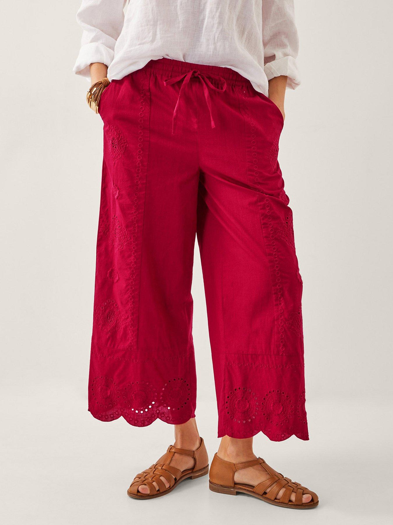 Image of Monsoon Orla Broderie Trouser - Red