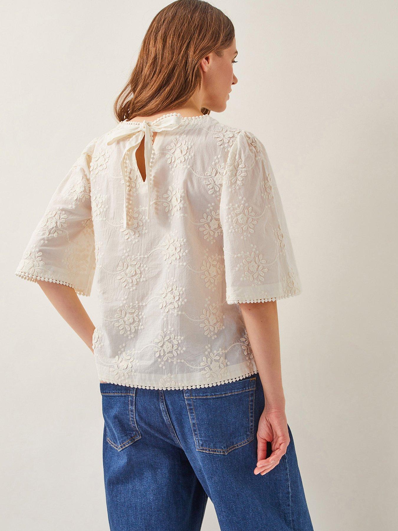 Image 2 of 5 of Monsoon Harika Embellished Top - Cream