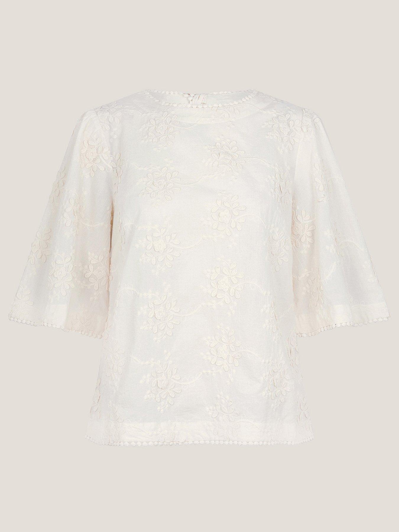 Image 3 of 5 of Monsoon Harika Embellished Top - Cream