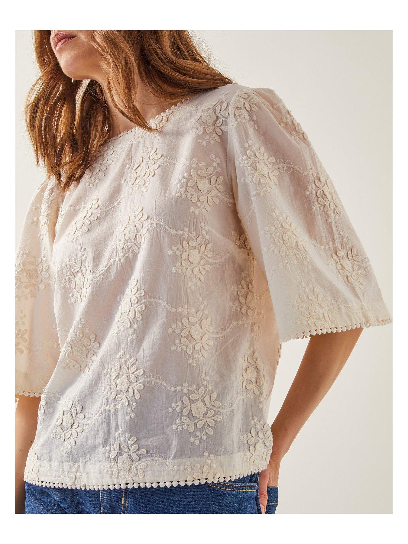 Image 5 of 5 of Monsoon Harika Embellished Top - Cream