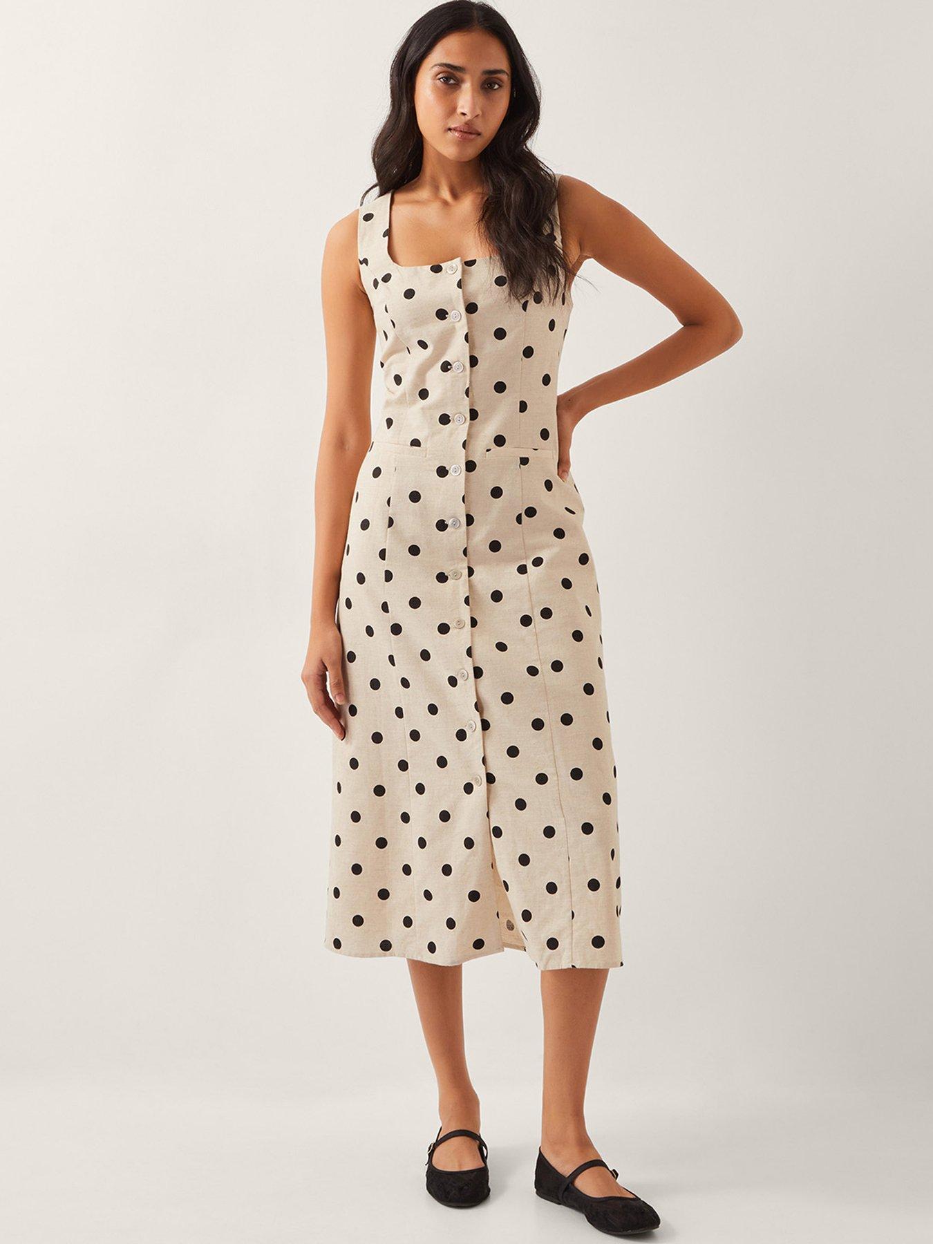 Image of Monsoon Isabel Spot Dress - Ivory