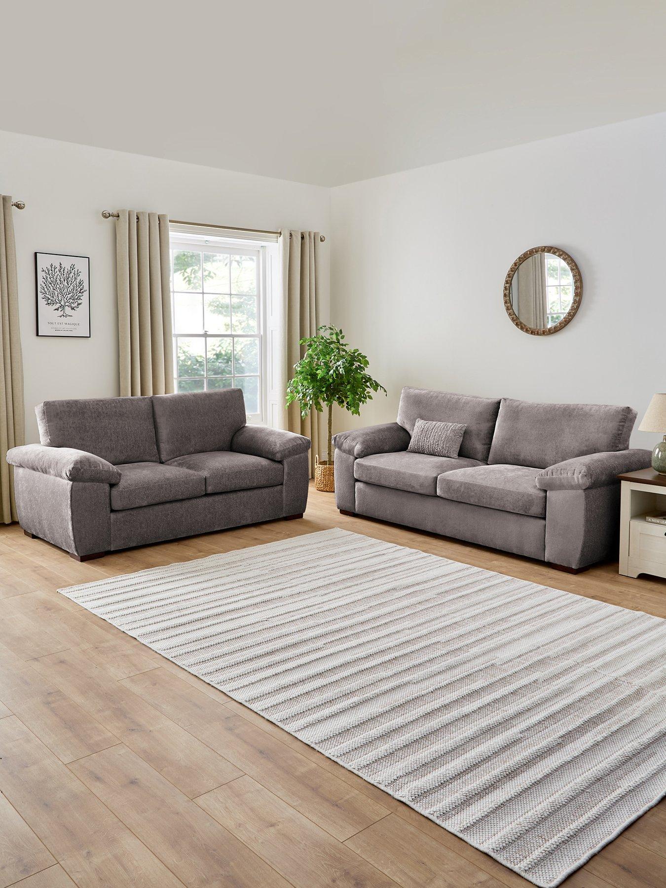 Very Home Salerno Standard Back Fabric 3 + 2 Seater Sofa  Set (Buy  &  SAVE!) - Grey - FSC® Certified