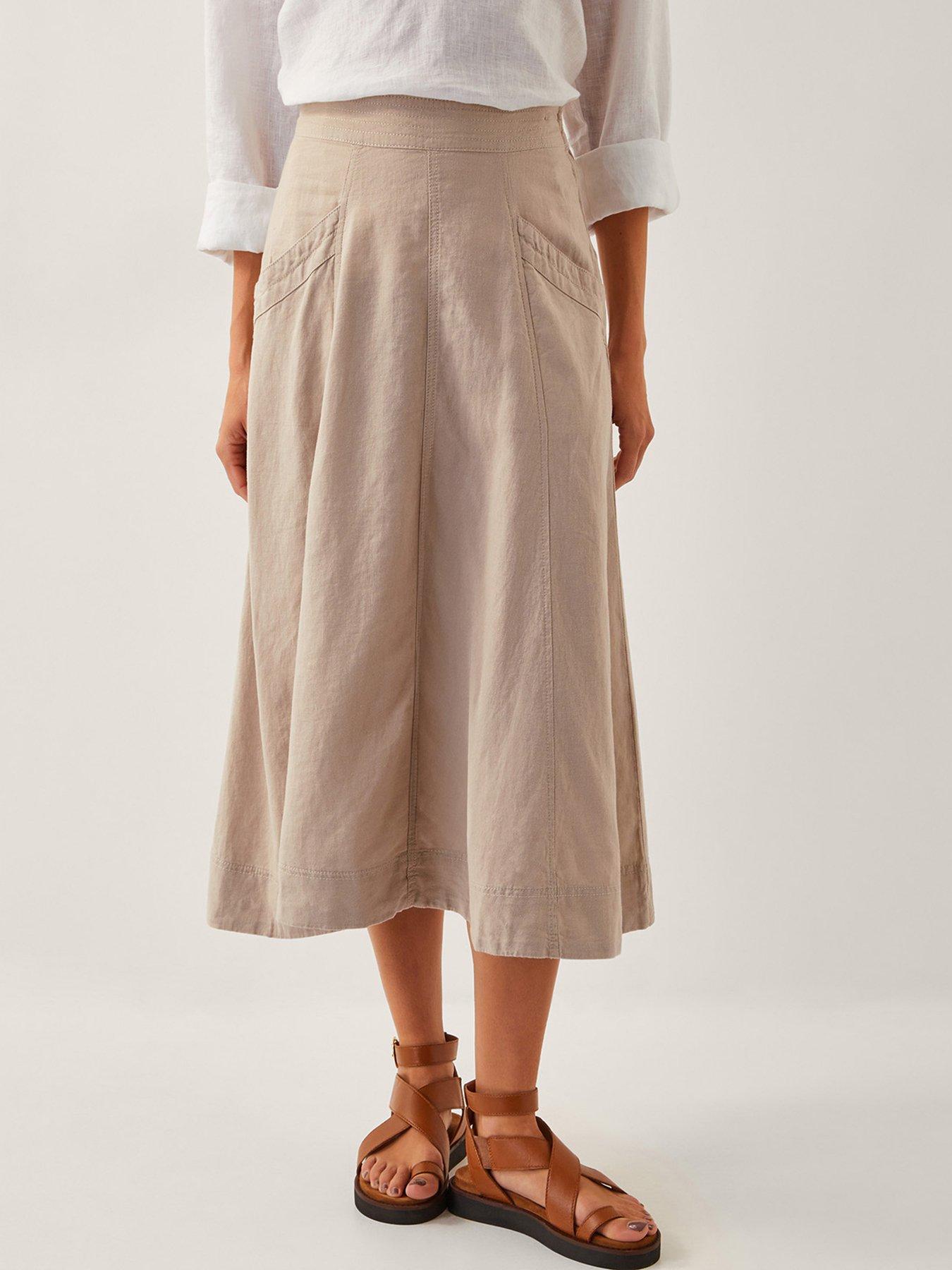 Image 1 of 4 of Monsoon Harper Linen Skirt - Natural