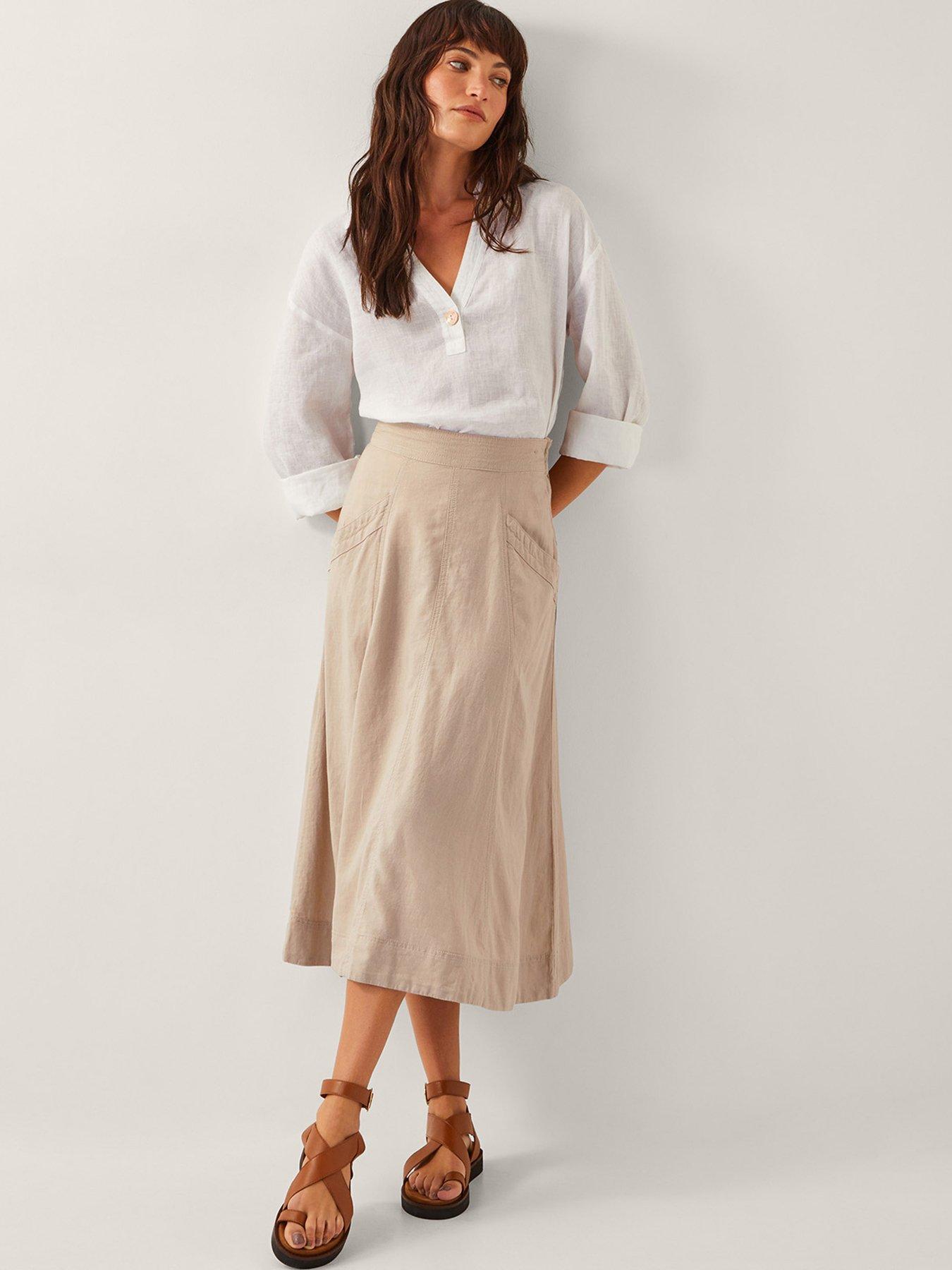 Image 3 of 4 of Monsoon Harper Linen Skirt - Natural
