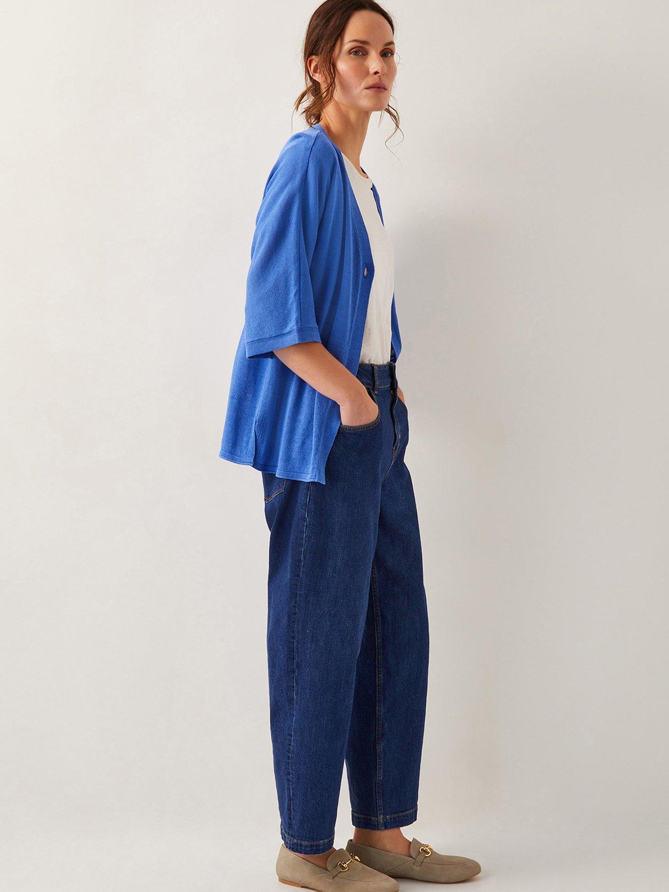 Image 4 of 5 of Monsoon Beth Button Cardigan - Blue