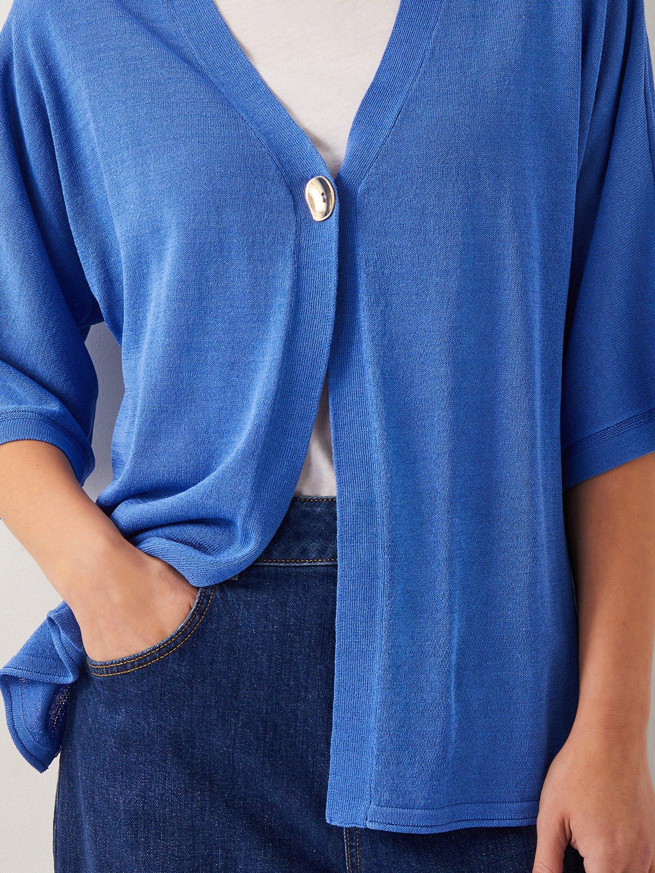 Image 5 of 5 of Monsoon Beth Button Cardigan - Blue