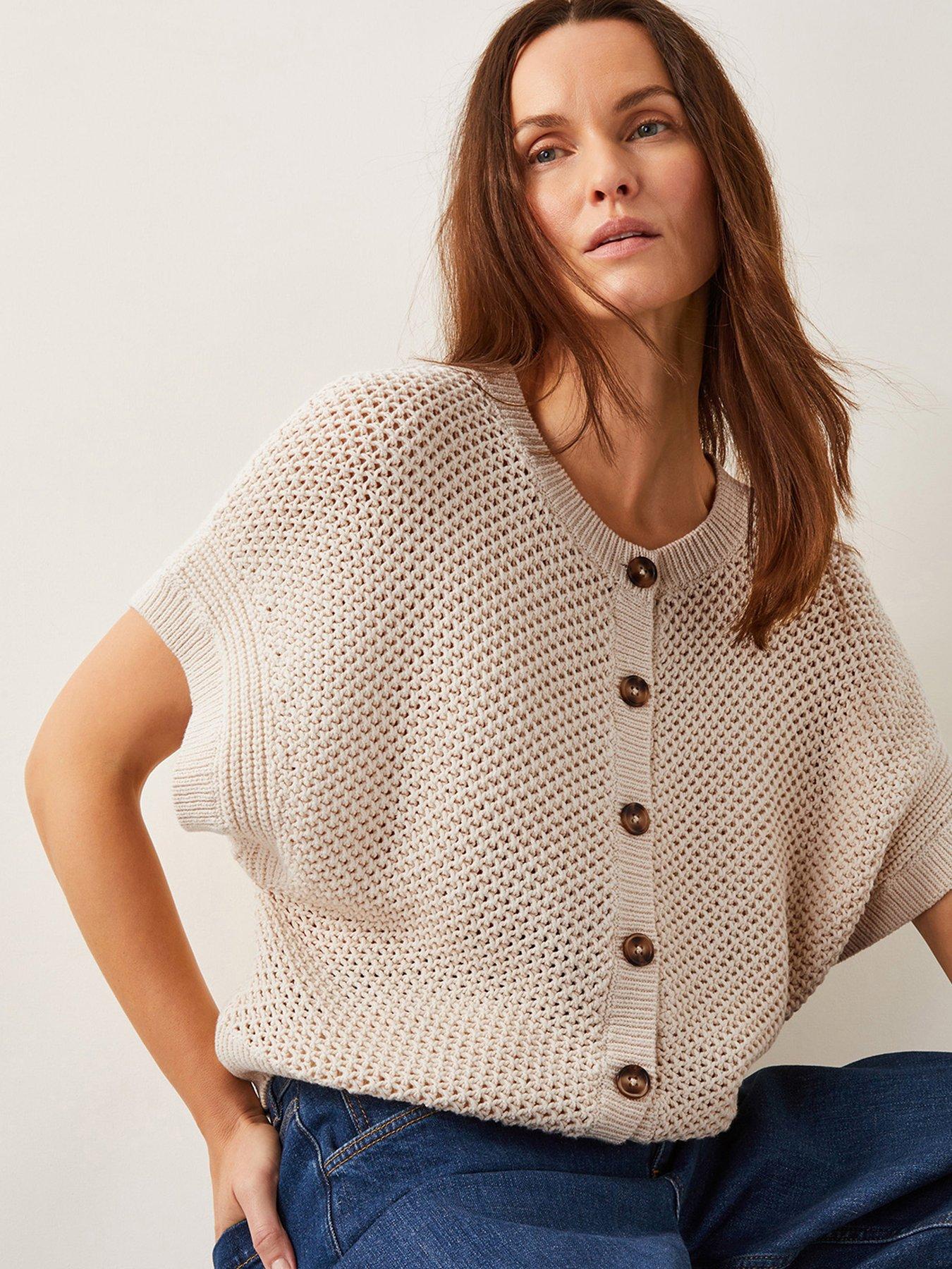 Image 1 of 4 of Monsoon Saya Stitch Cardigan - Ivory
