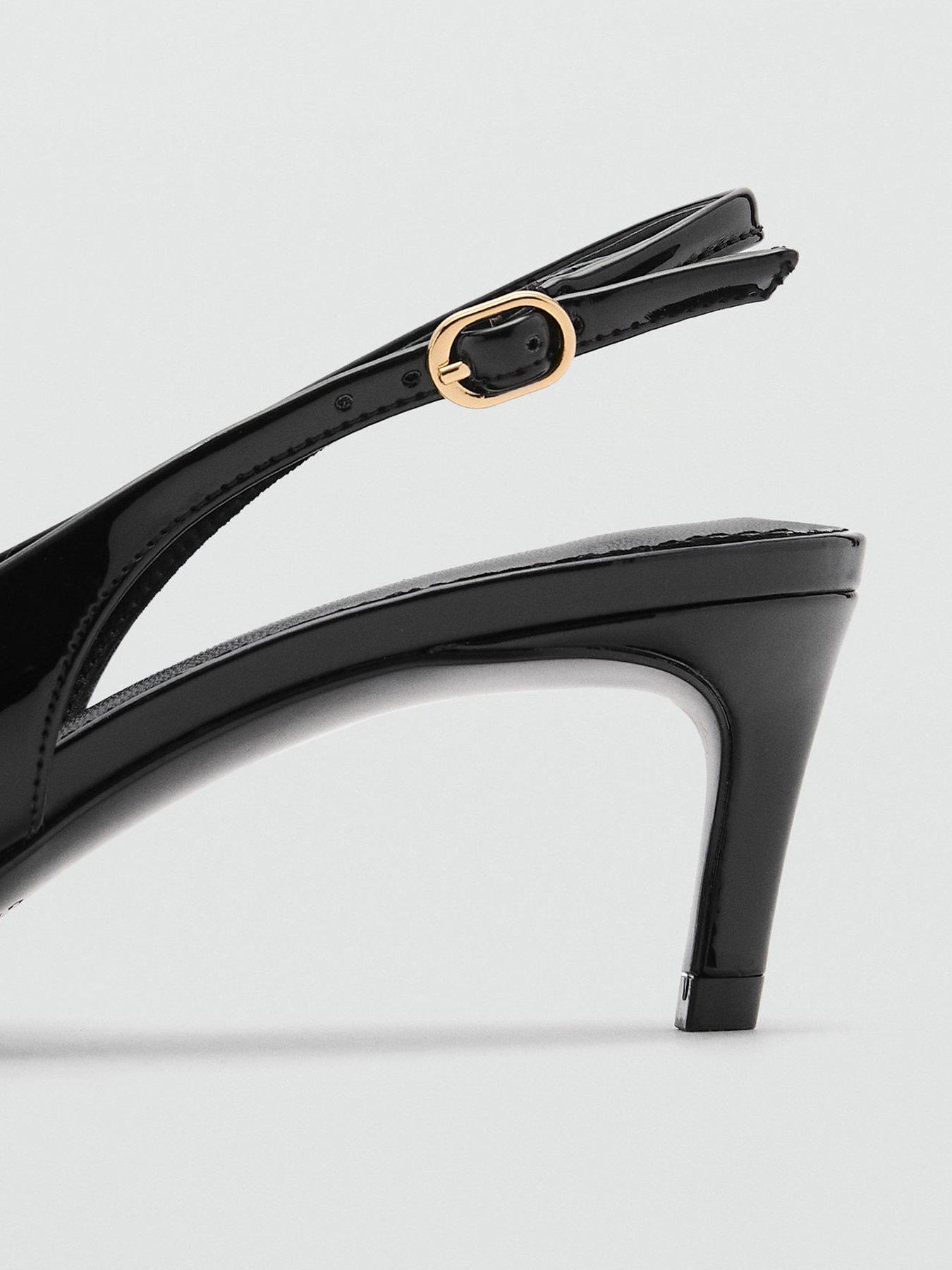 Image 3 of 5 of Mango Kitten Heel Shoes With Metallic Decoration - Black