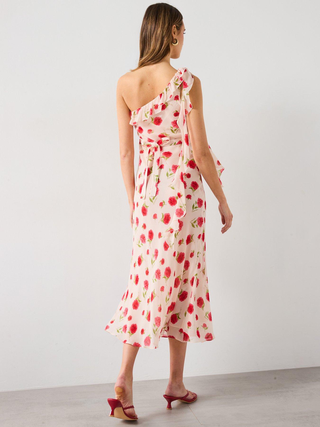 Image 2 of 6 of Mango Floral Ruffled Dress - Cream