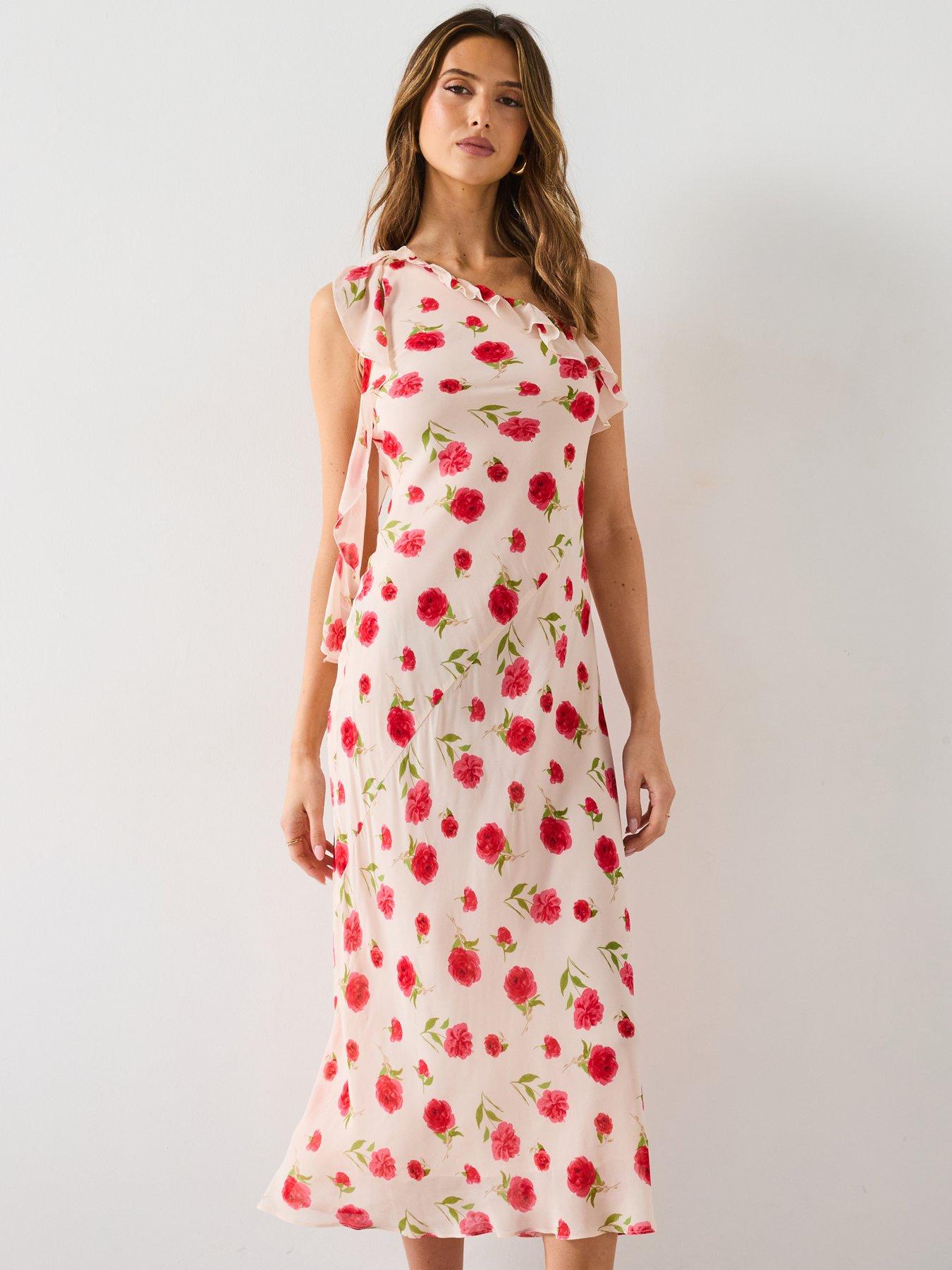Image 3 of 6 of Mango Floral Ruffled Dress - Cream