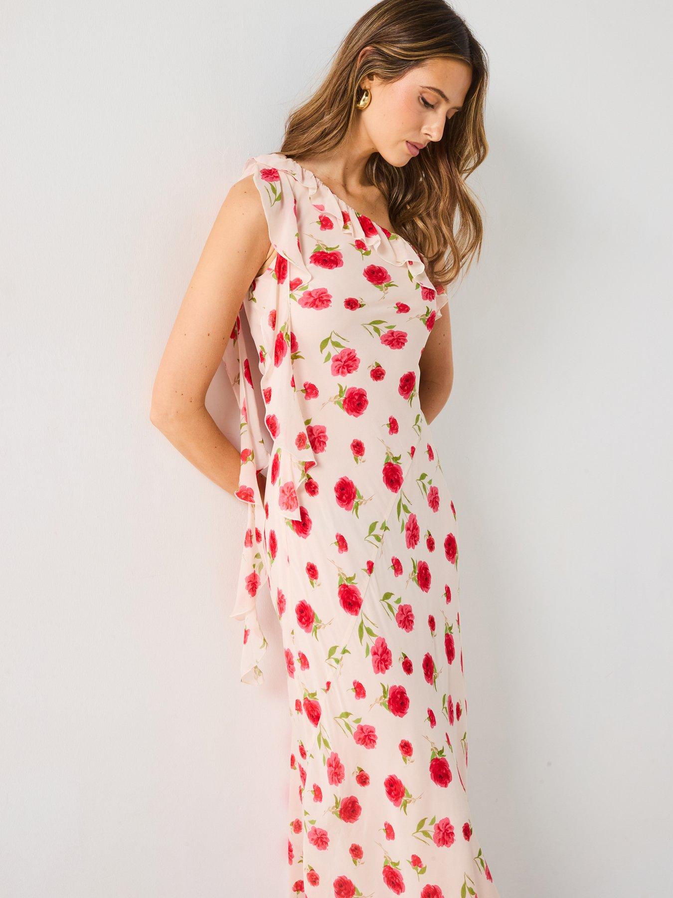 Image 4 of 6 of Mango Floral Ruffled Dress - Cream