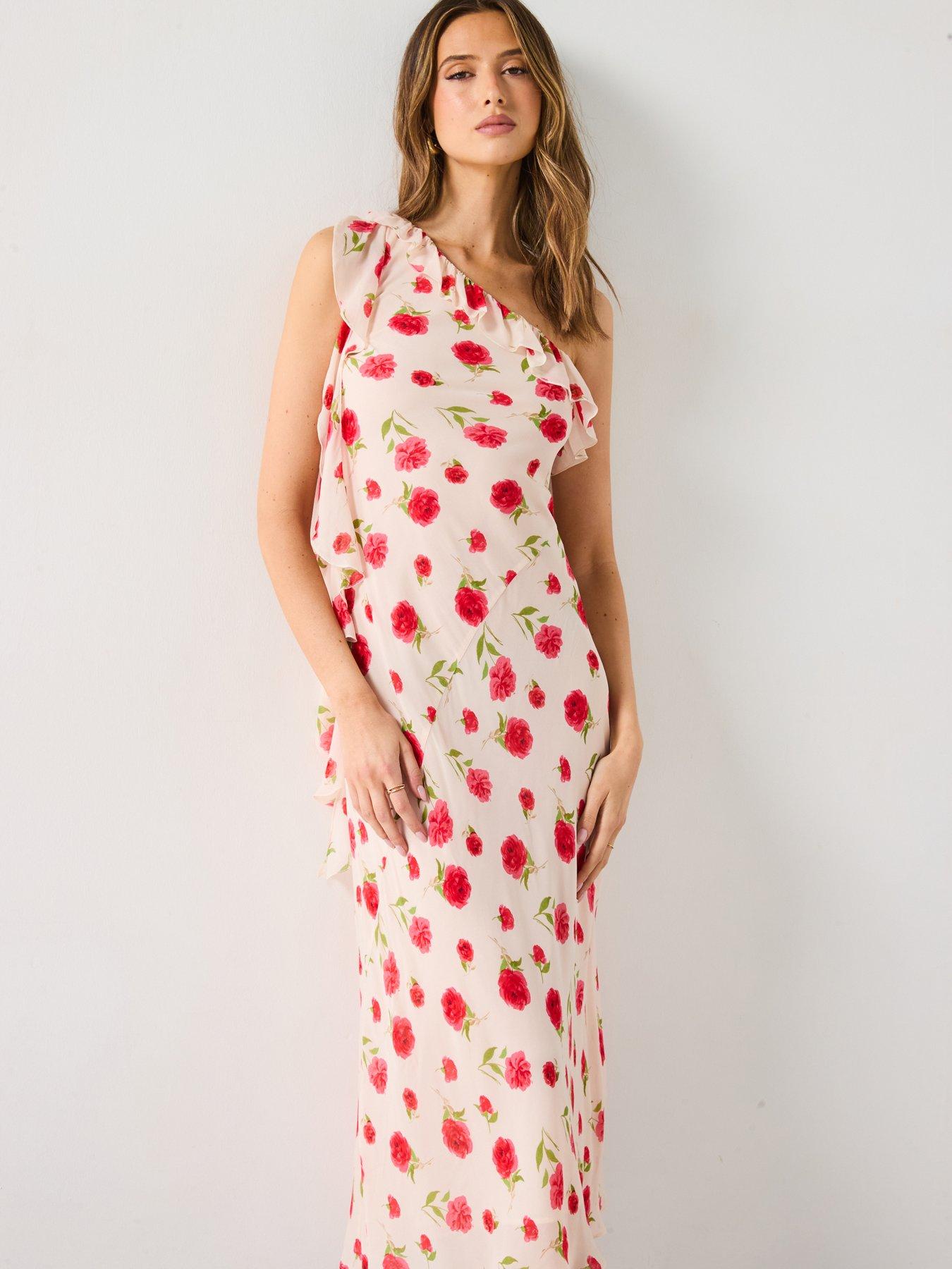 Image 6 of 6 of Mango Floral Ruffled Dress - Cream
