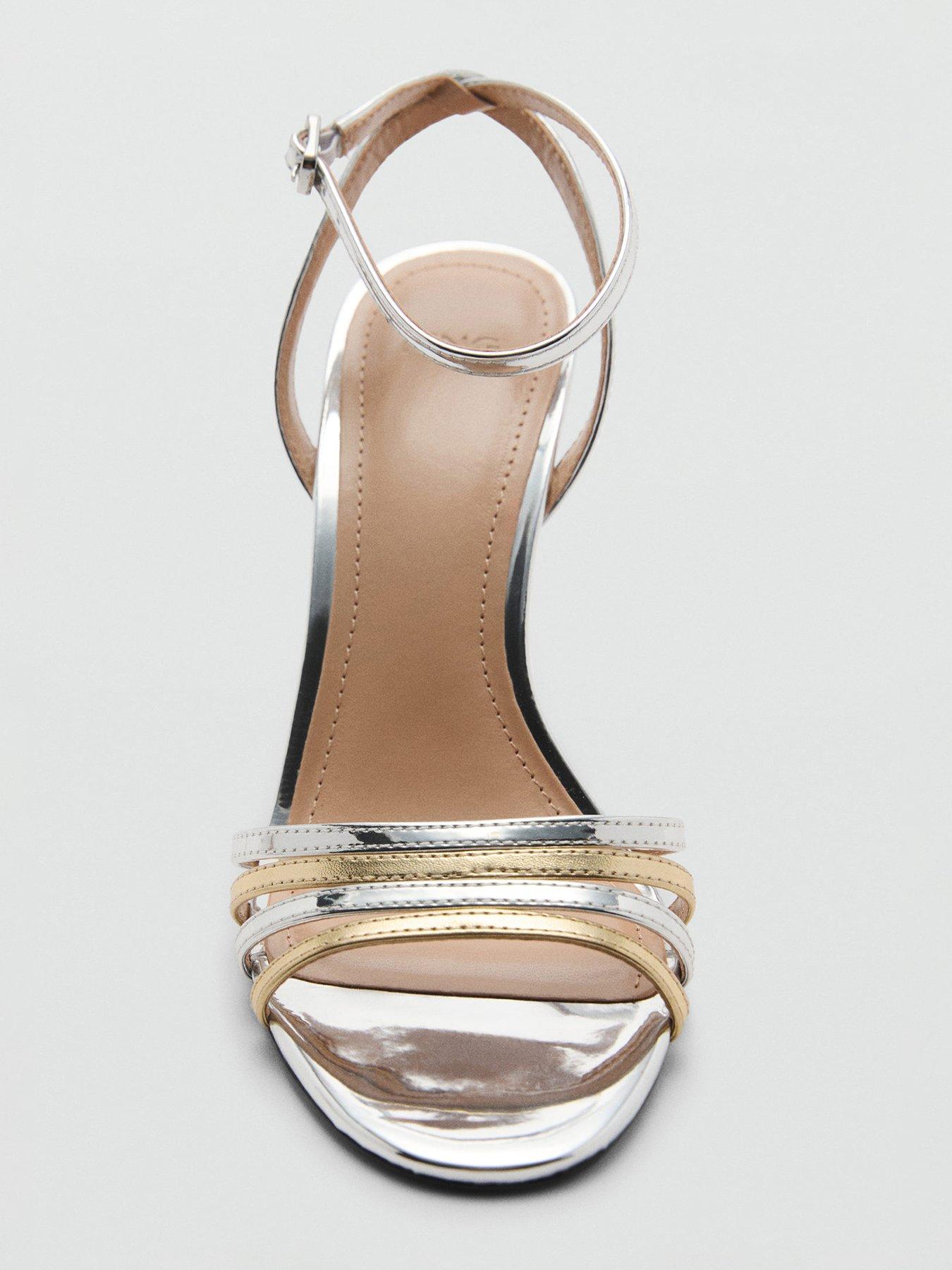 Image 5 of 5 of Mango Combined Strap Heeled Sandals - Silver