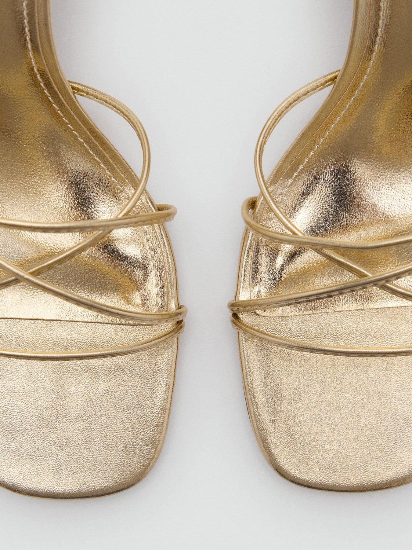 Image 4 of 4 of Mango Heeled Sandal With Crossed Straps - Gold