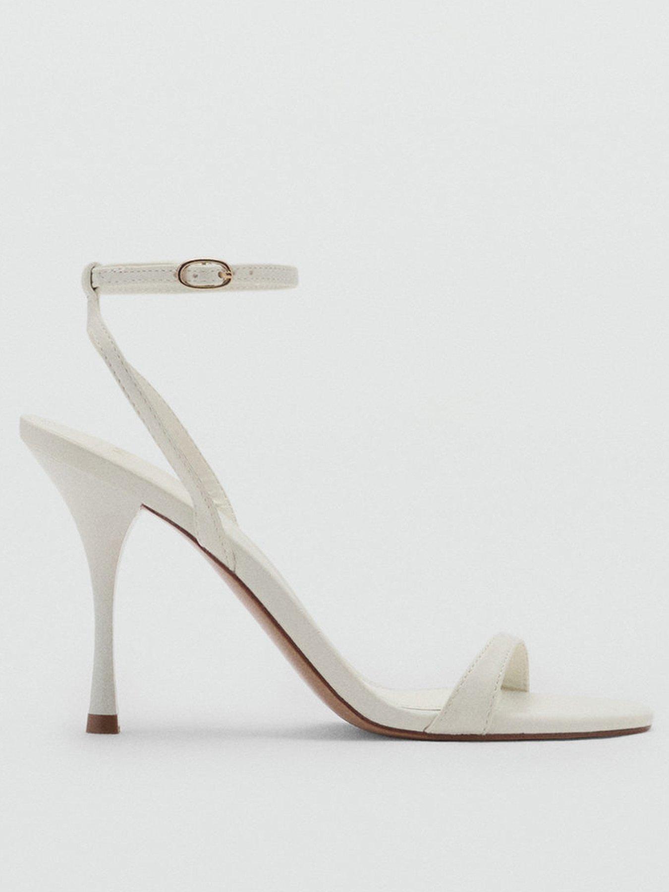 Image 1 of 4 of Mango Strappy Heeled Sandals - Cream