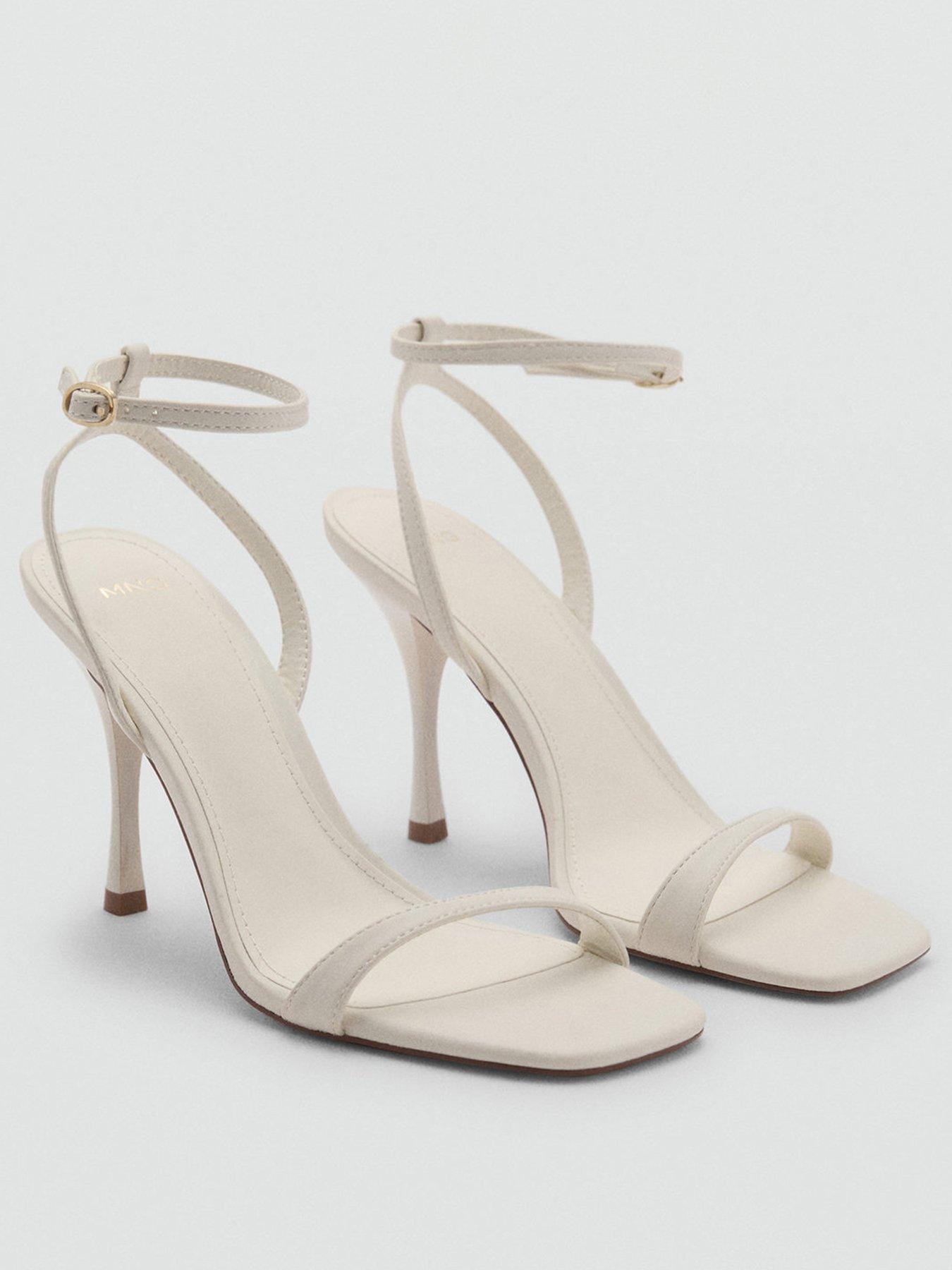 Image 2 of 4 of Mango Strappy Heeled Sandals - Cream