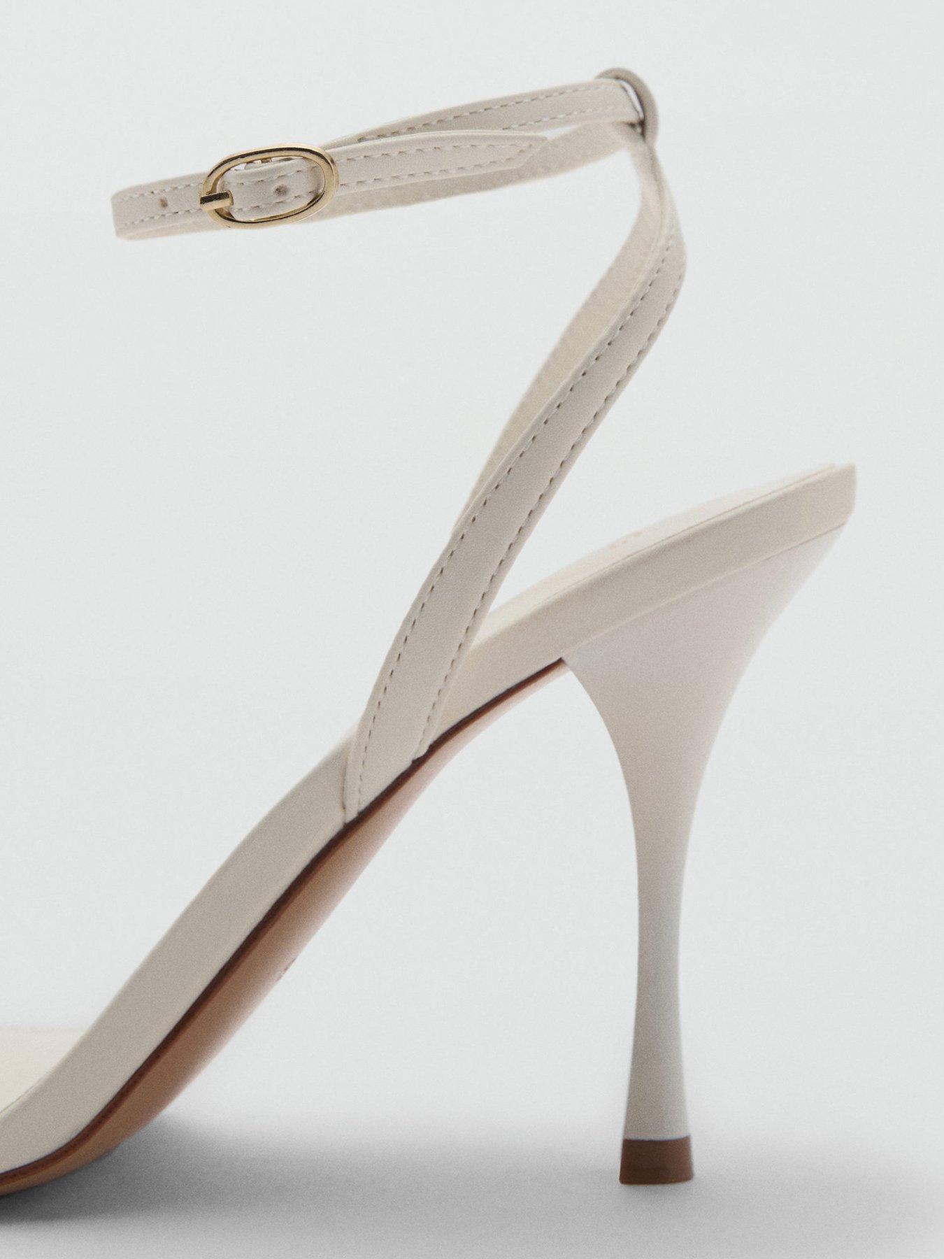 Image 3 of 4 of Mango Strappy Heeled Sandals - Cream