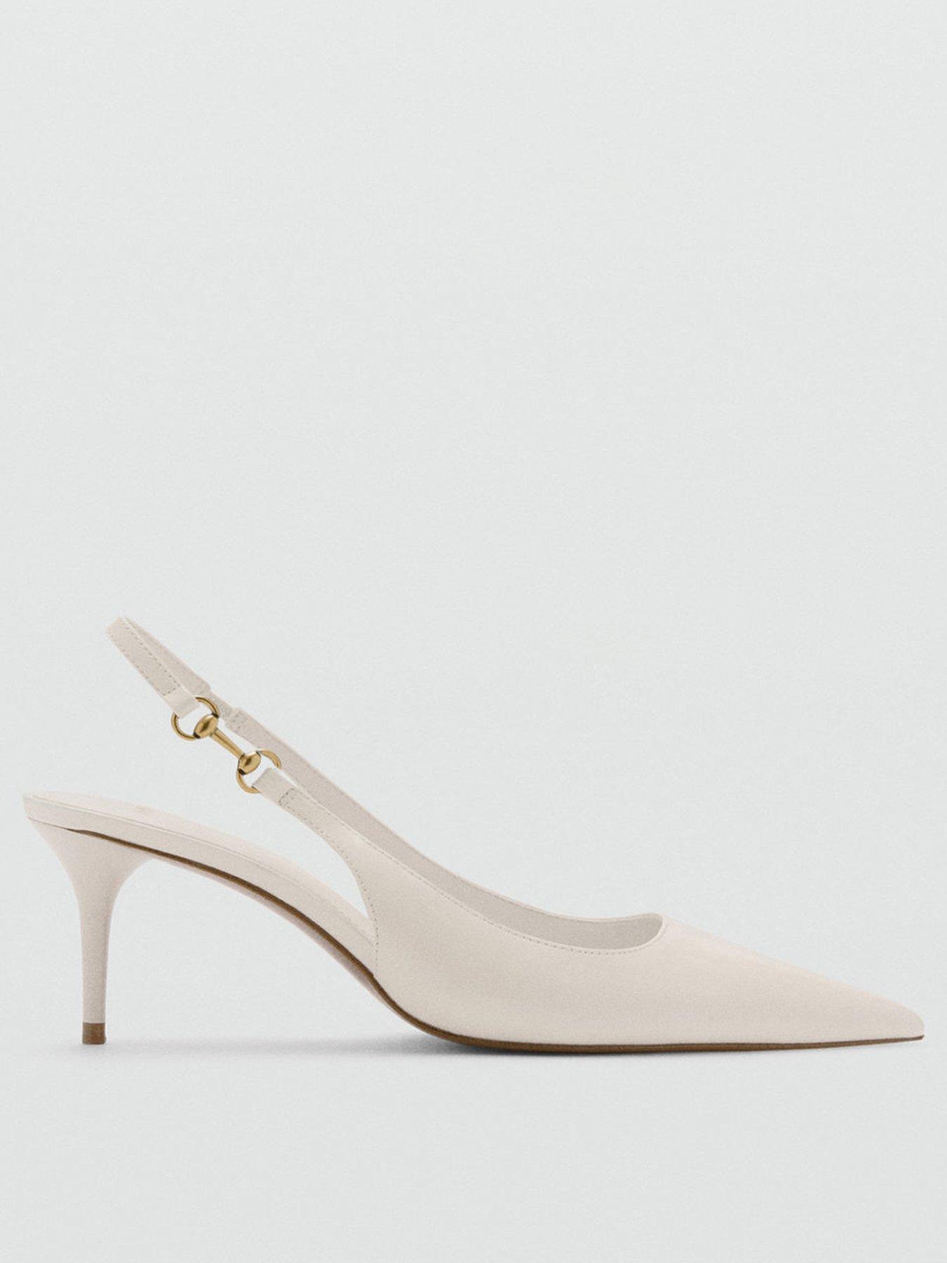Image 1 of 4 of Mango Heeled Shoes With Link Detail - Beige