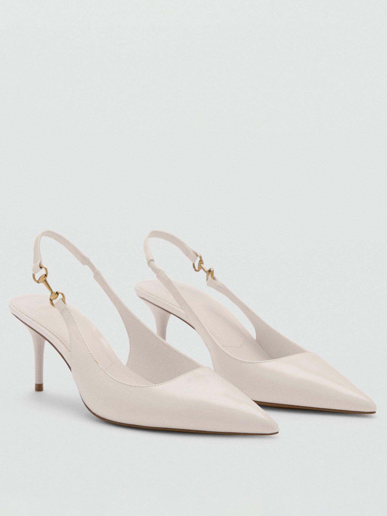 Image 2 of 4 of Mango Heeled Shoes With Link Detail - Beige