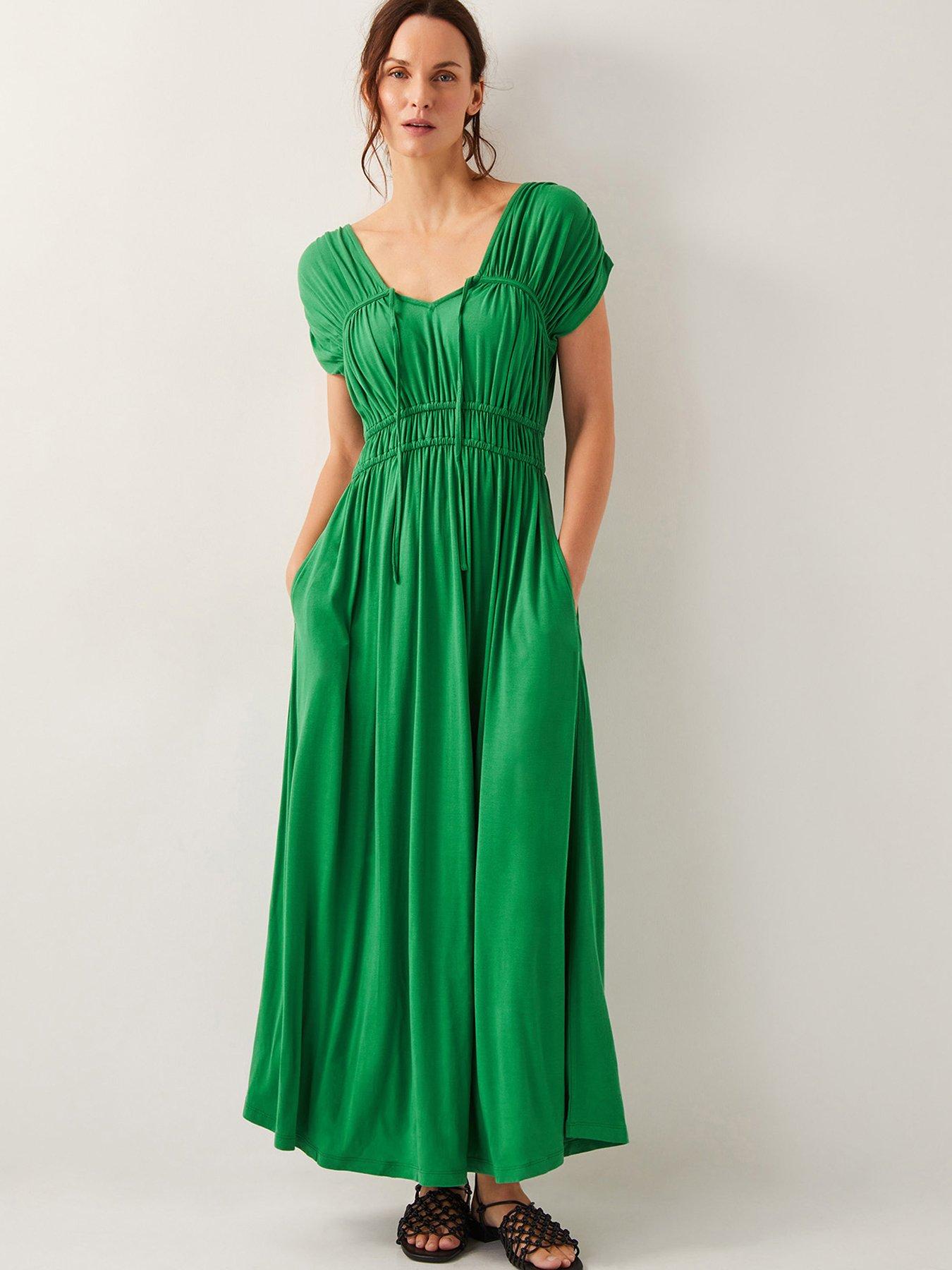 Image 1 of 4 of Monsoon Jennifer Jersey Dress - Green