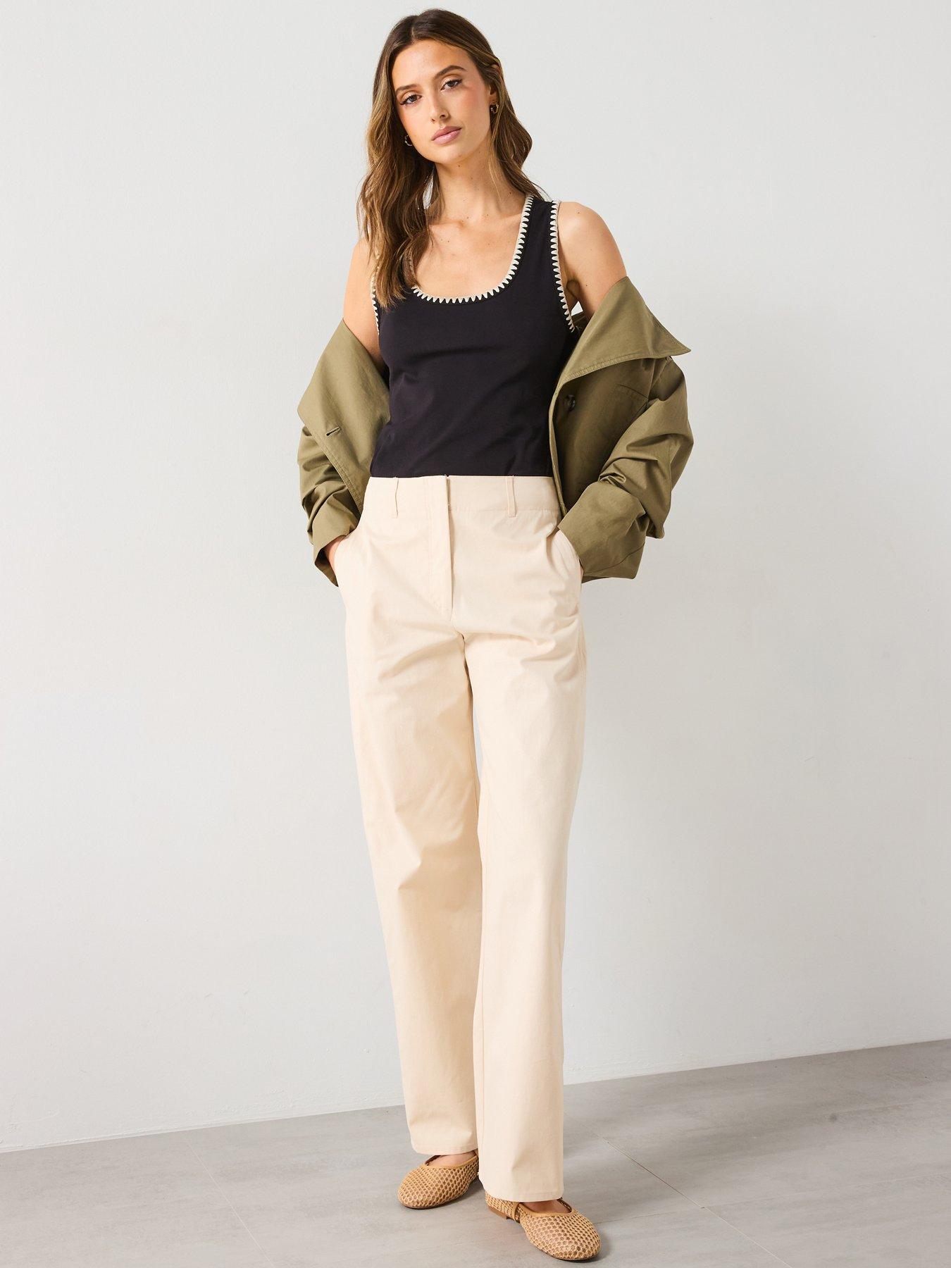 Image 3 of 6 of Mango Low Cut Top With Contrasting Trim - Black