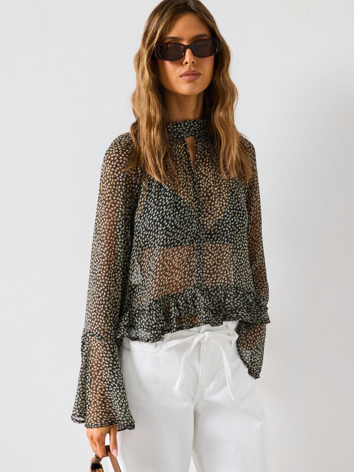 mango-floral-print-blouse-with-ruffles-blackfront