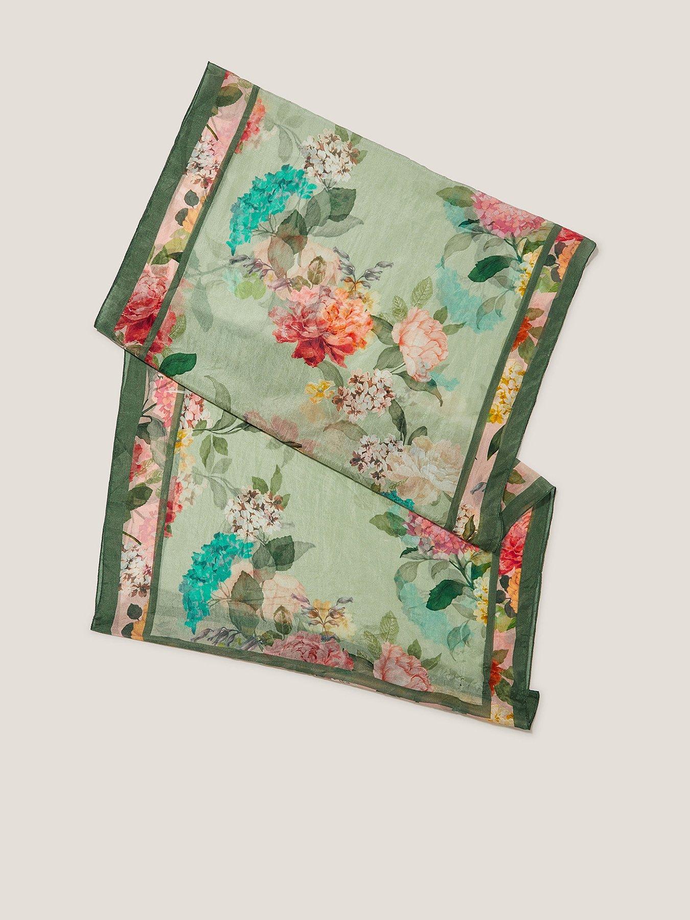 Image 1 of 2 of Monsoon Lou Placement Floral Scarf - Khaki