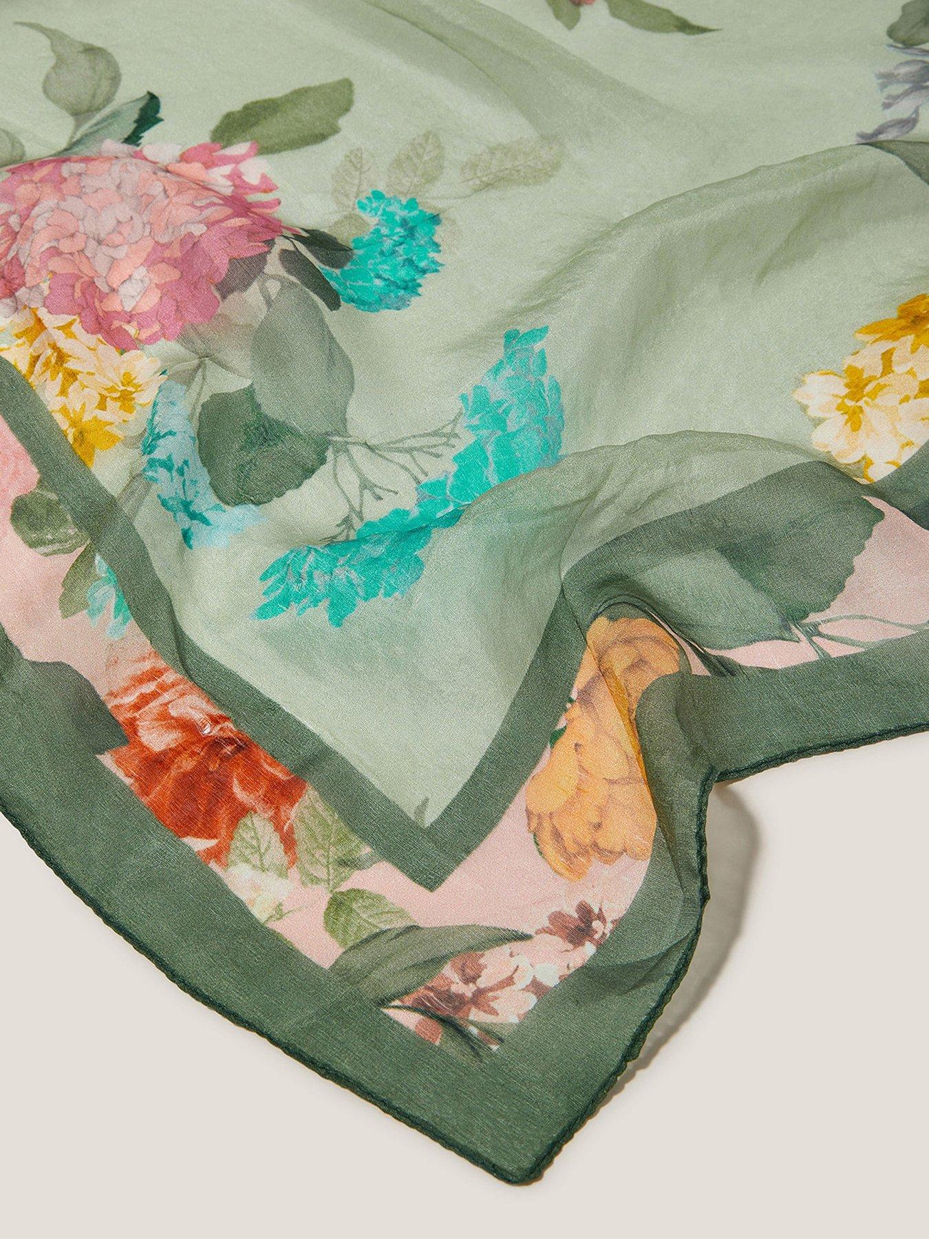 Image 2 of 2 of Monsoon Lou Placement Floral Scarf - Khaki