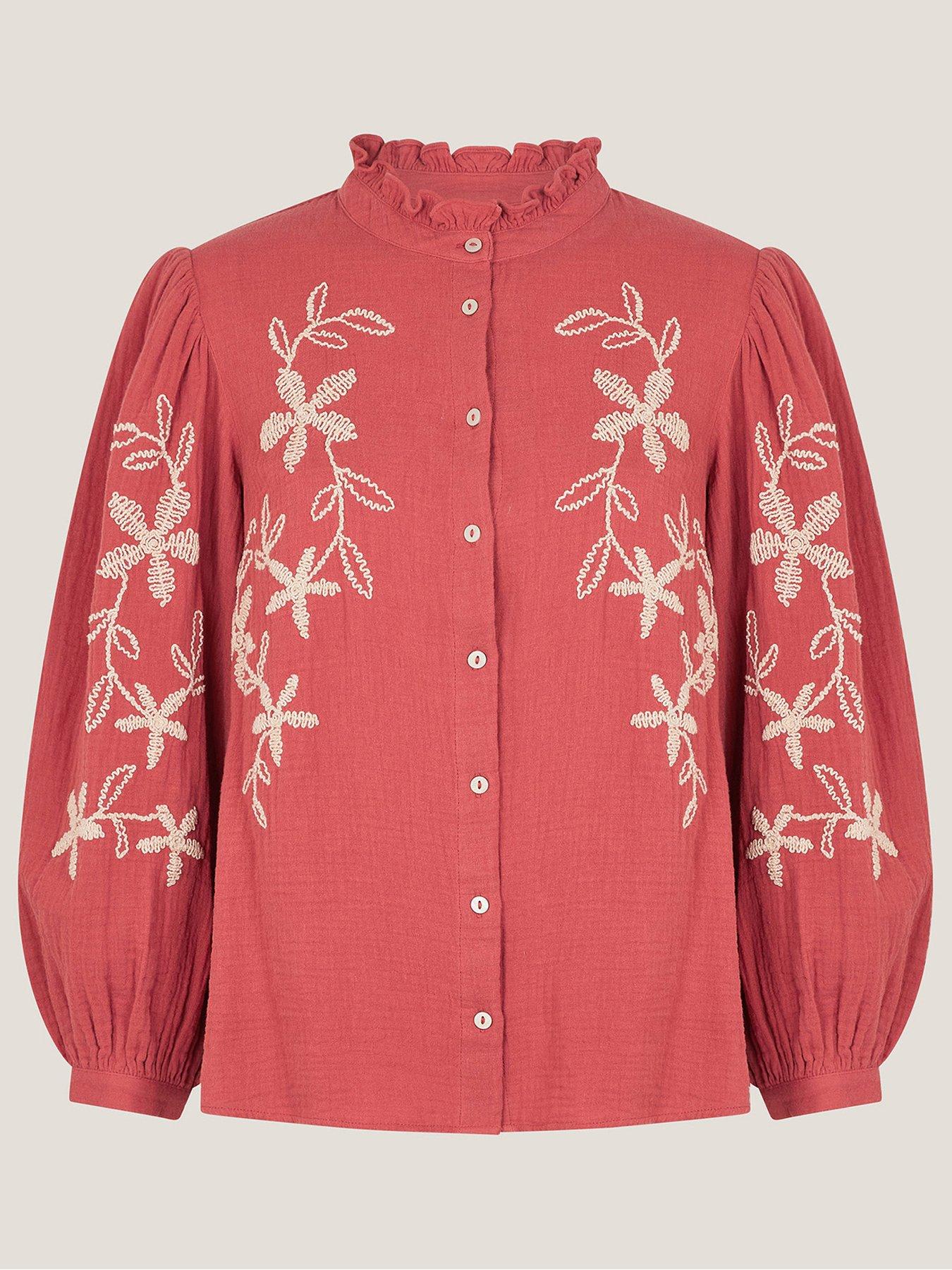 Image 3 of 5 of Monsoon Bridget Embellished Top - Burgundy