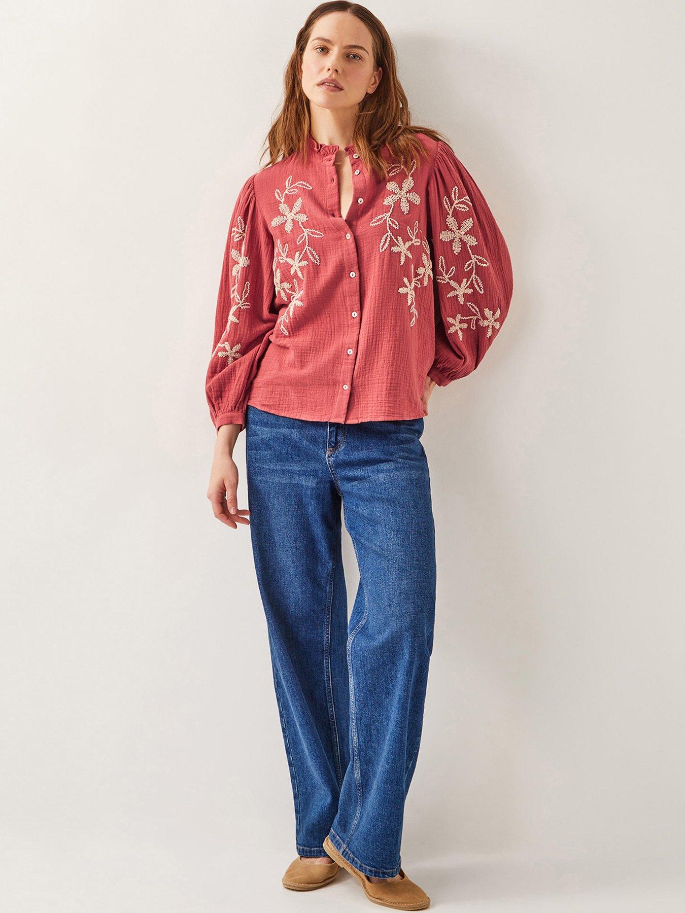Image 4 of 5 of Monsoon Bridget Embellished Top - Burgundy
