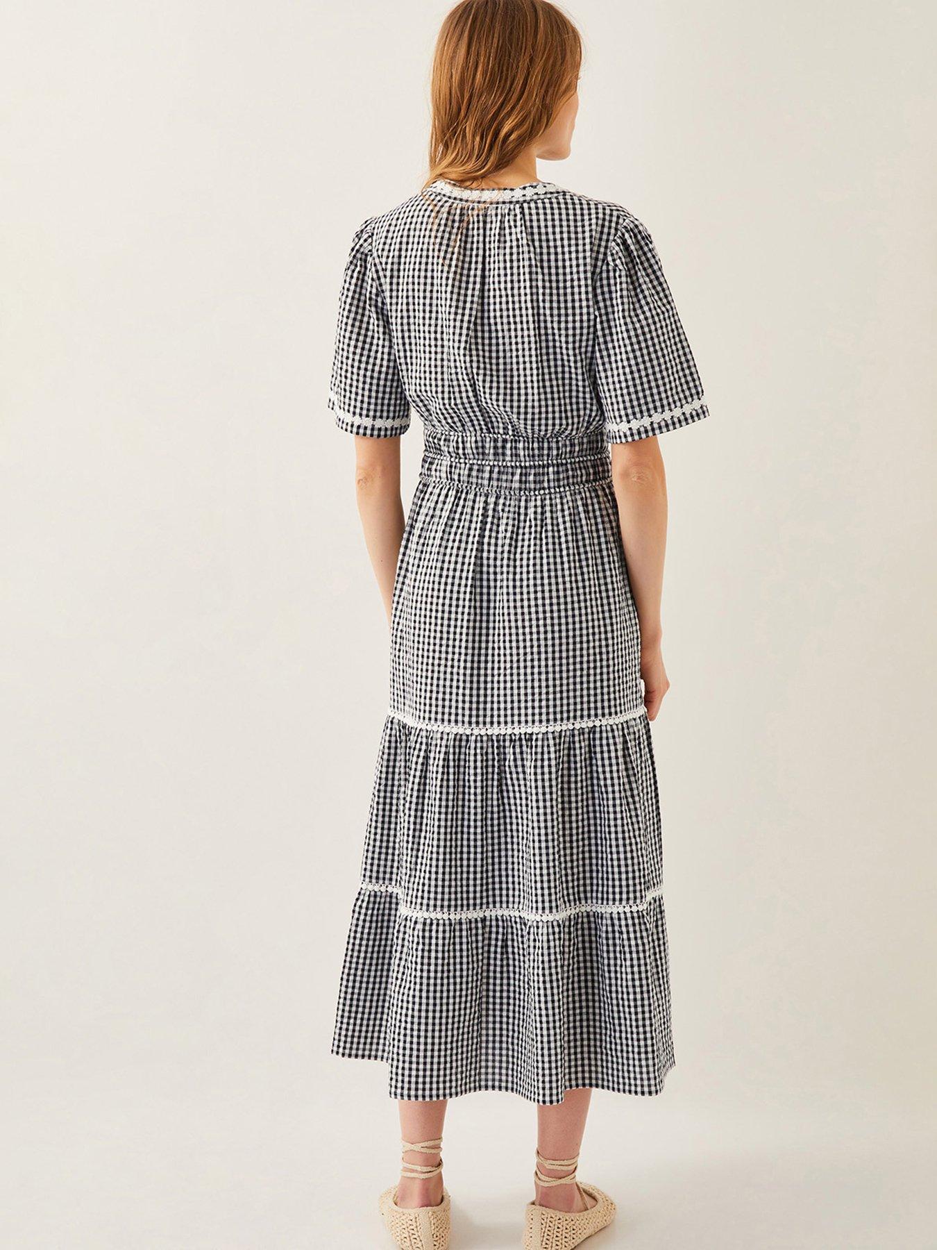 Image 2 of 5 of Monsoon Gina Gingham Dress - Black