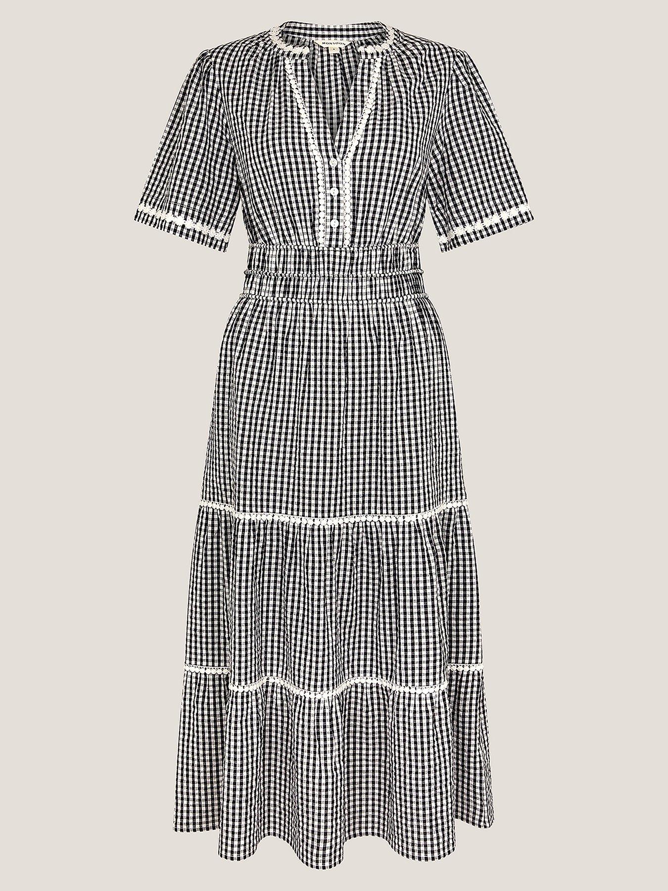 Image 3 of 5 of Monsoon Gina Gingham Dress - Black