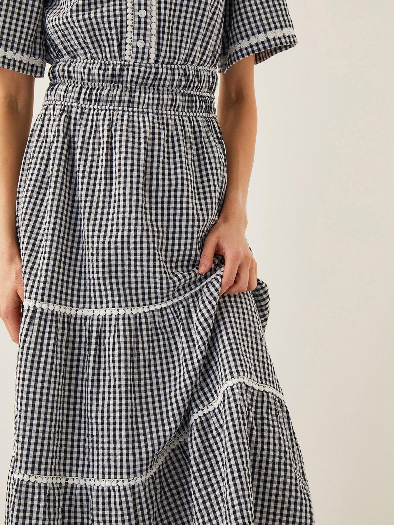 Image 4 of 5 of Monsoon Gina Gingham Dress - Black