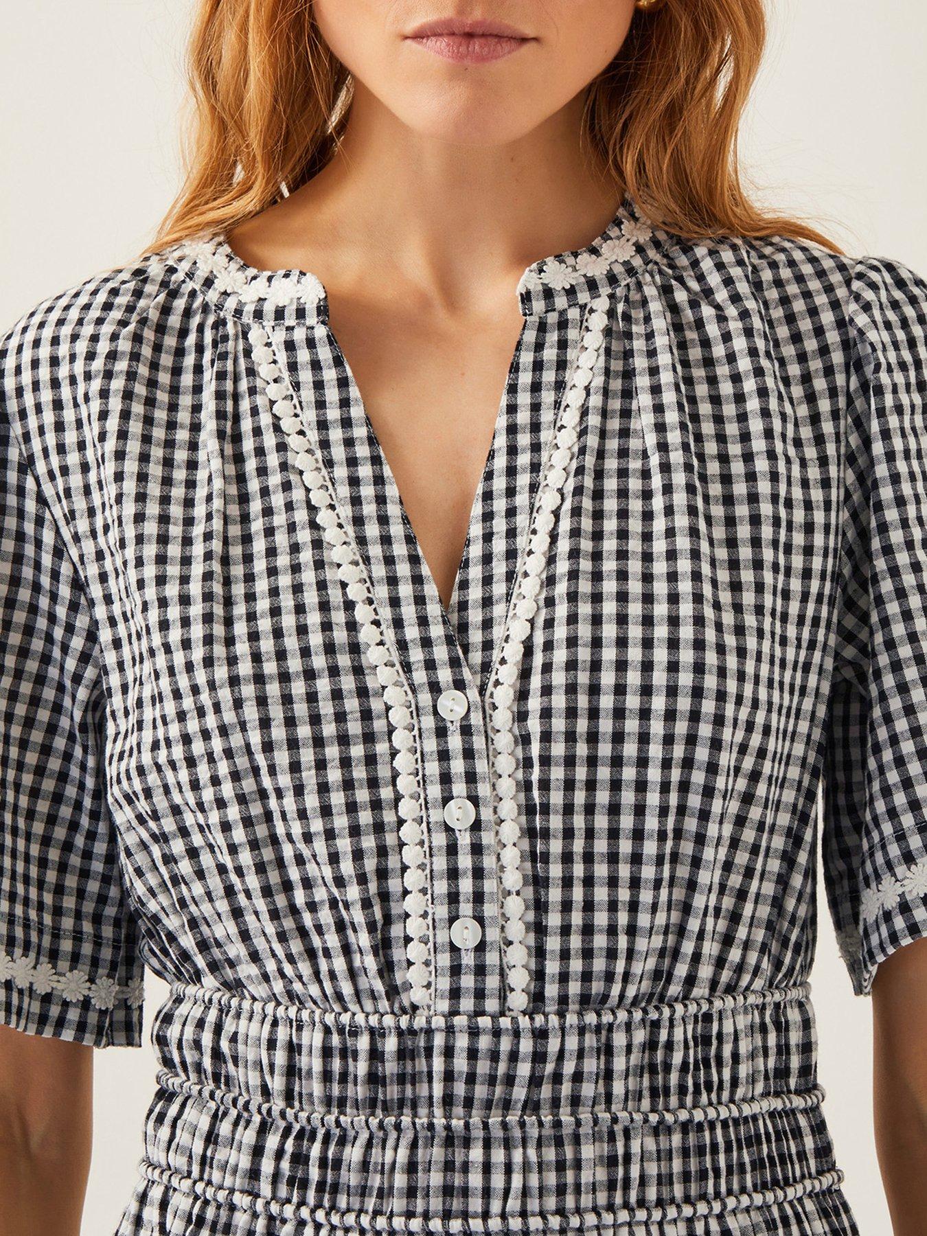 Image 5 of 5 of Monsoon Gina Gingham Dress - Black